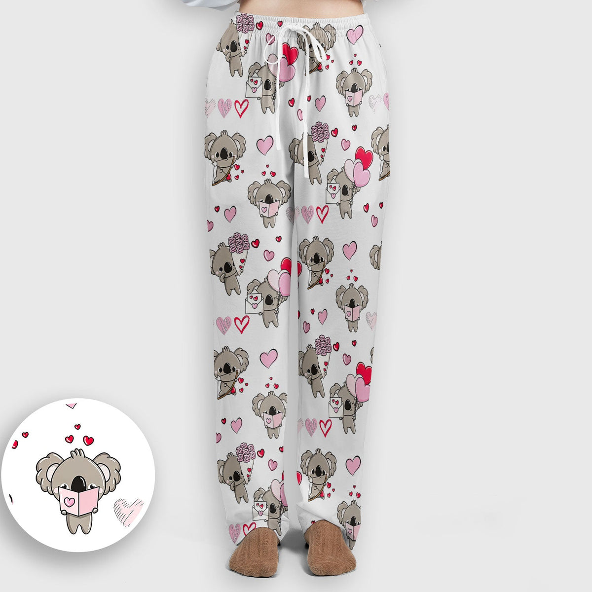 Valentine Koala Holding Flowers Nurse Scrub Set
