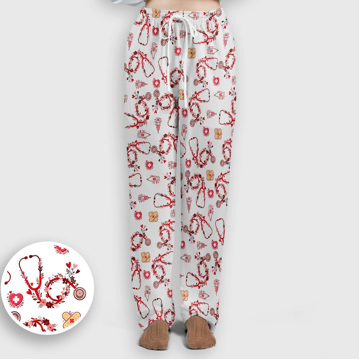 Heart Stethoscope Nurse Scrub Set