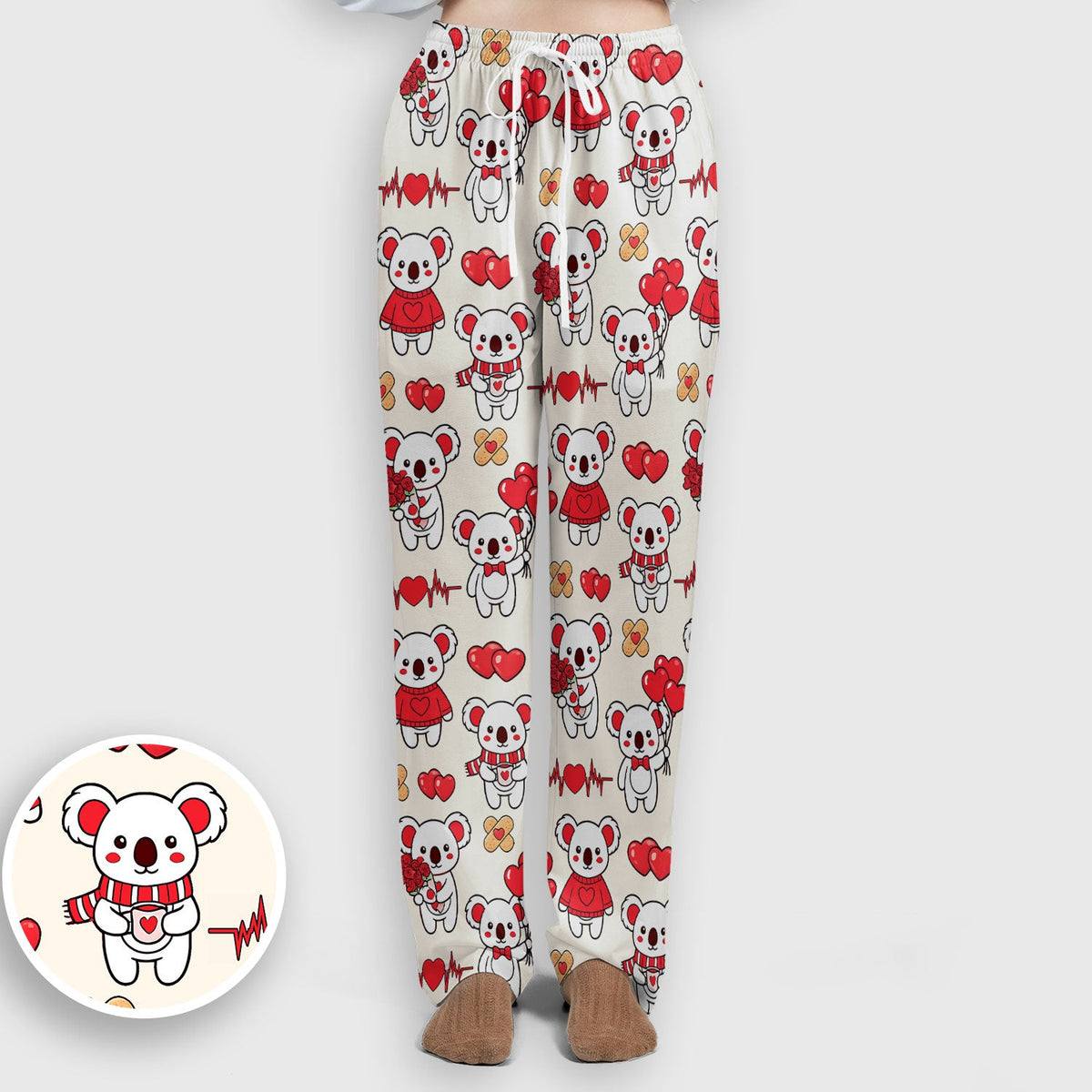 Sweet Koala Valentine Medical Design Scrub Set, Breathable Med Uniform