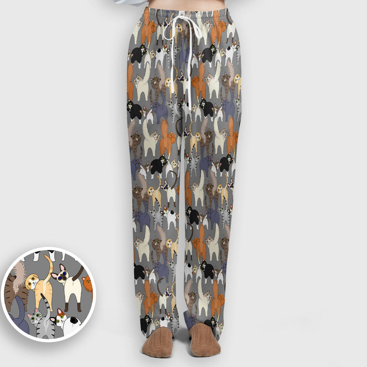 Whimsical Multicolor Cat Cartoon Nurse Scrub Set