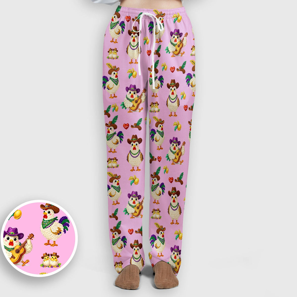 Mardi Gras Rooster Cowboy Nurse Scrub Set