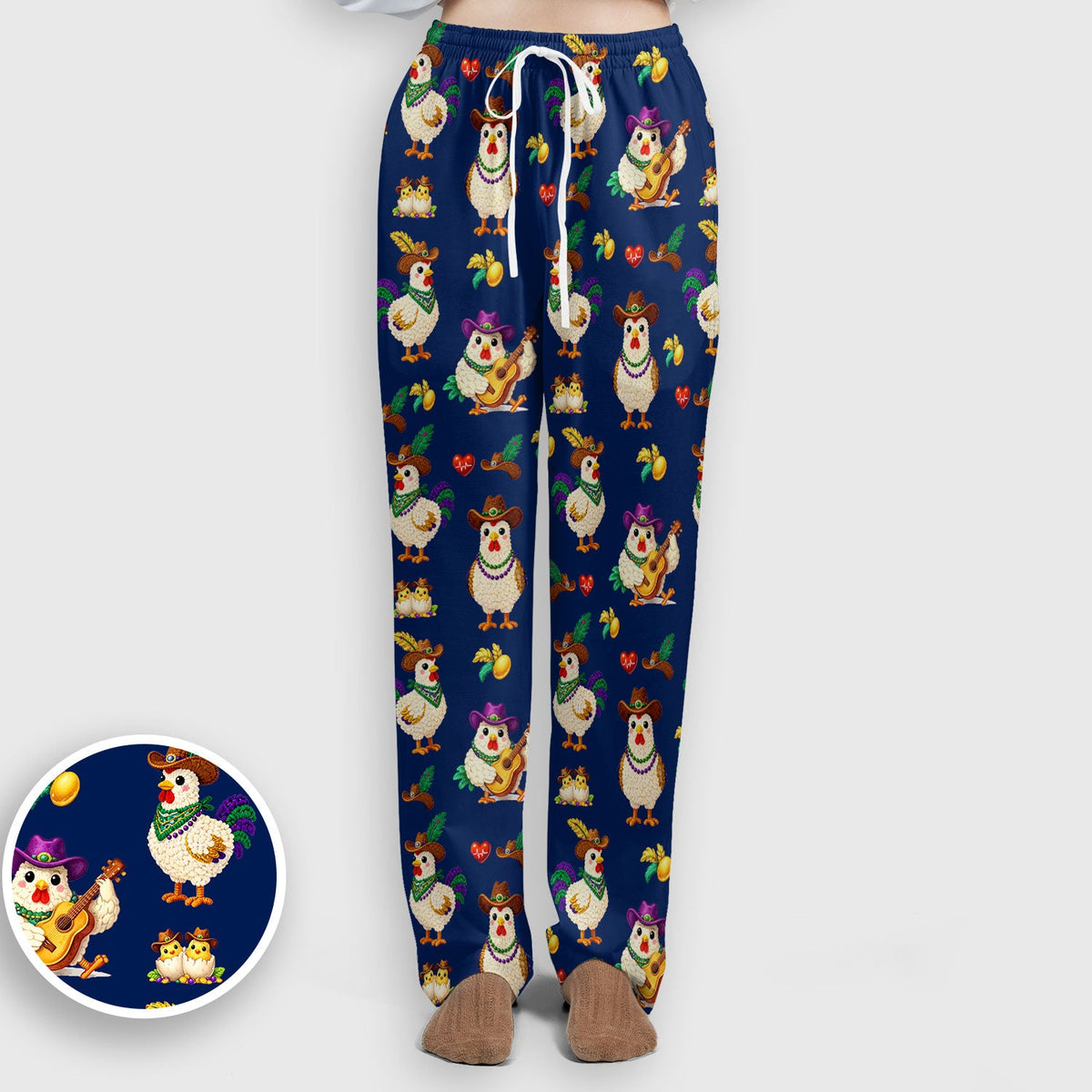 Mardi Gras Rooster Cowboy Nurse Scrub Set
