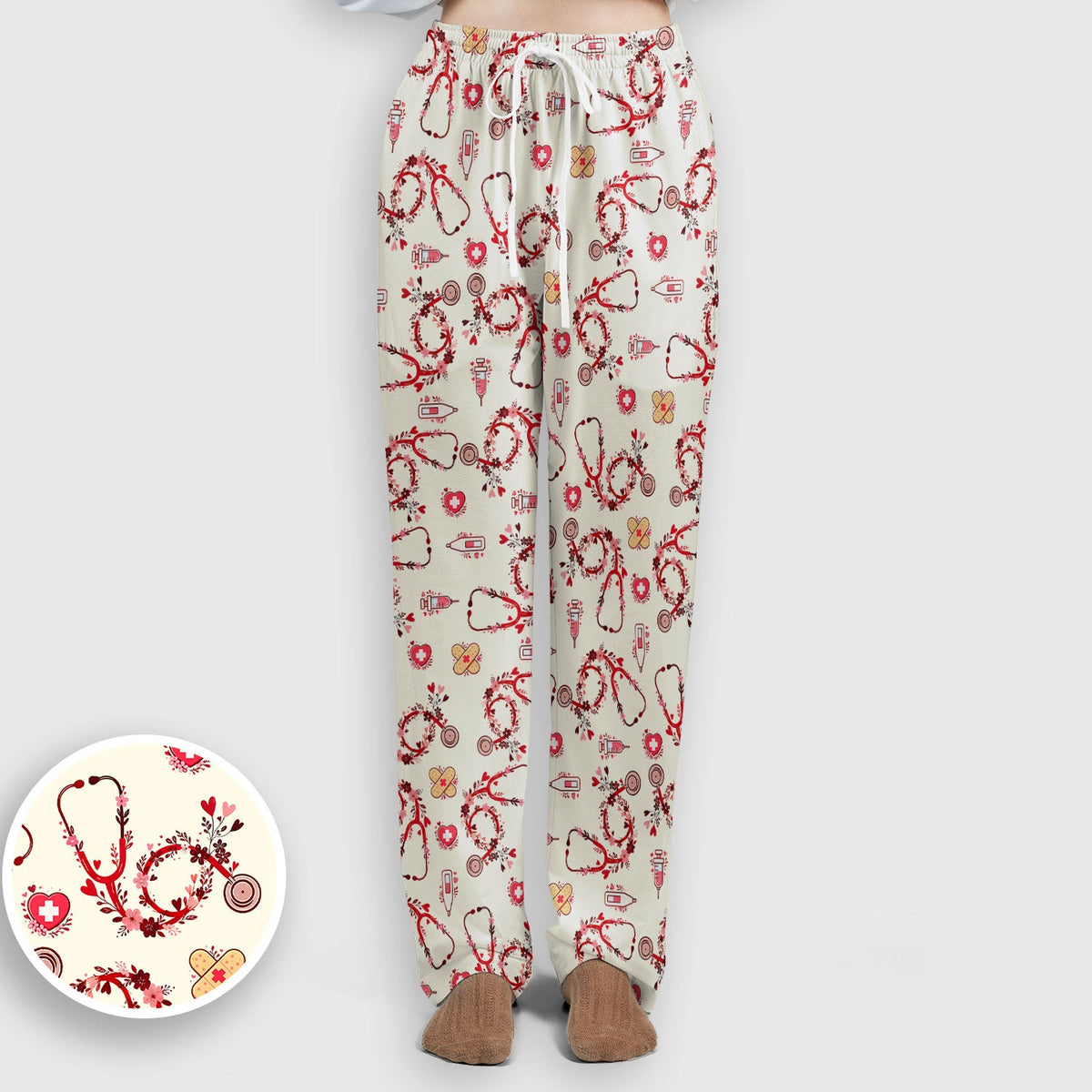 Heart Stethoscope Nurse Scrub Set