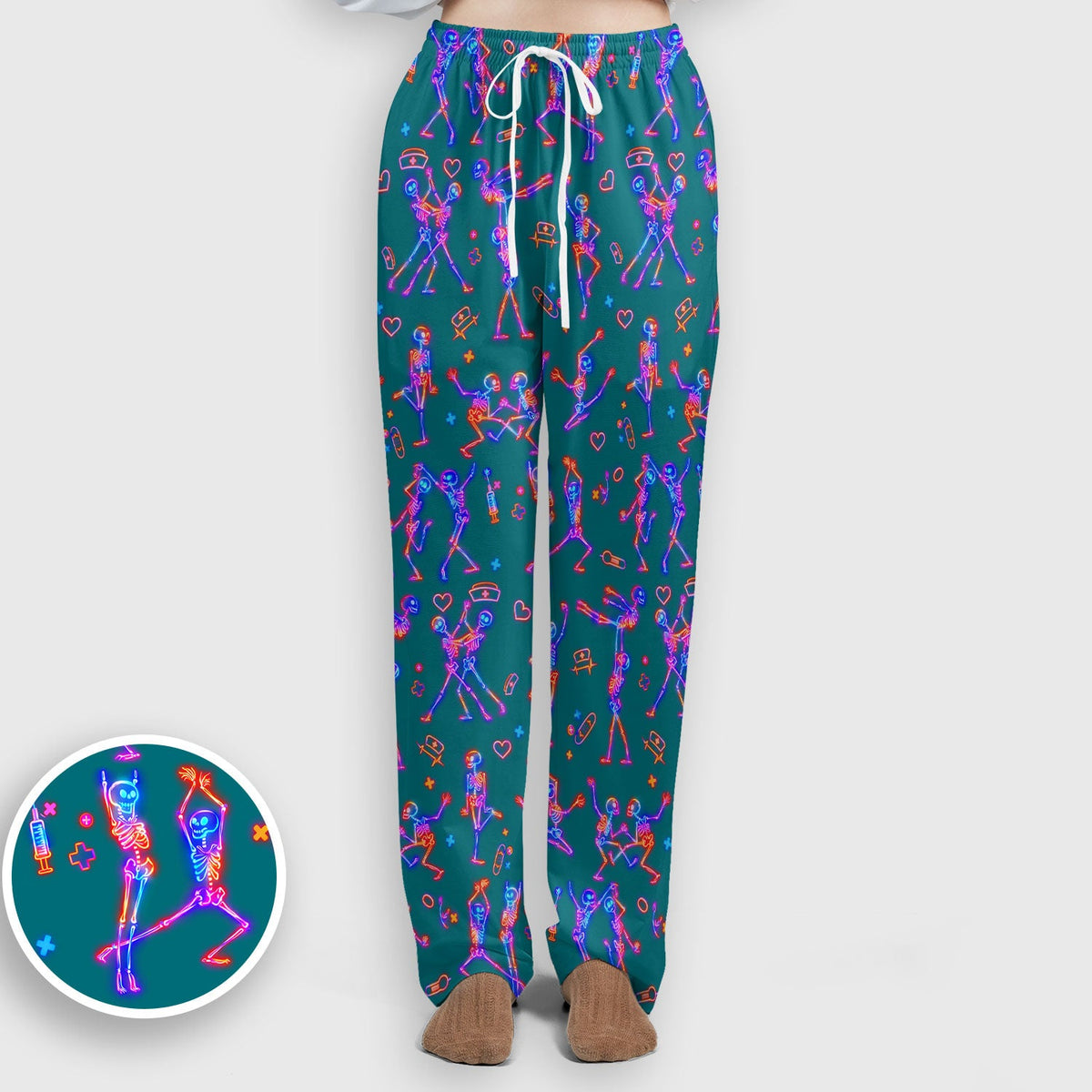Neon Dancing Skeleton Nurse Scrub Set