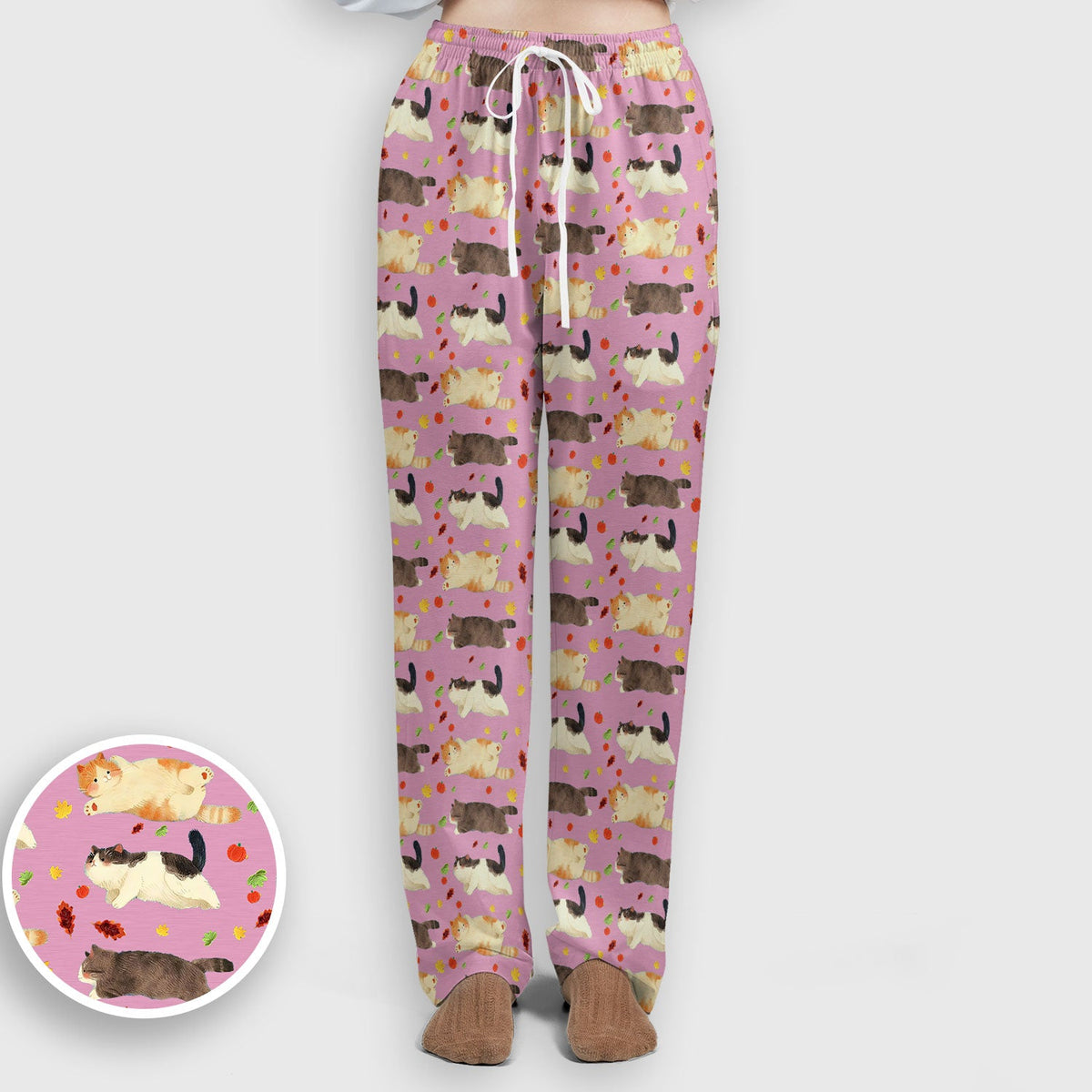 Chubby Cat Autumn Leaves Nurse Scrub Set