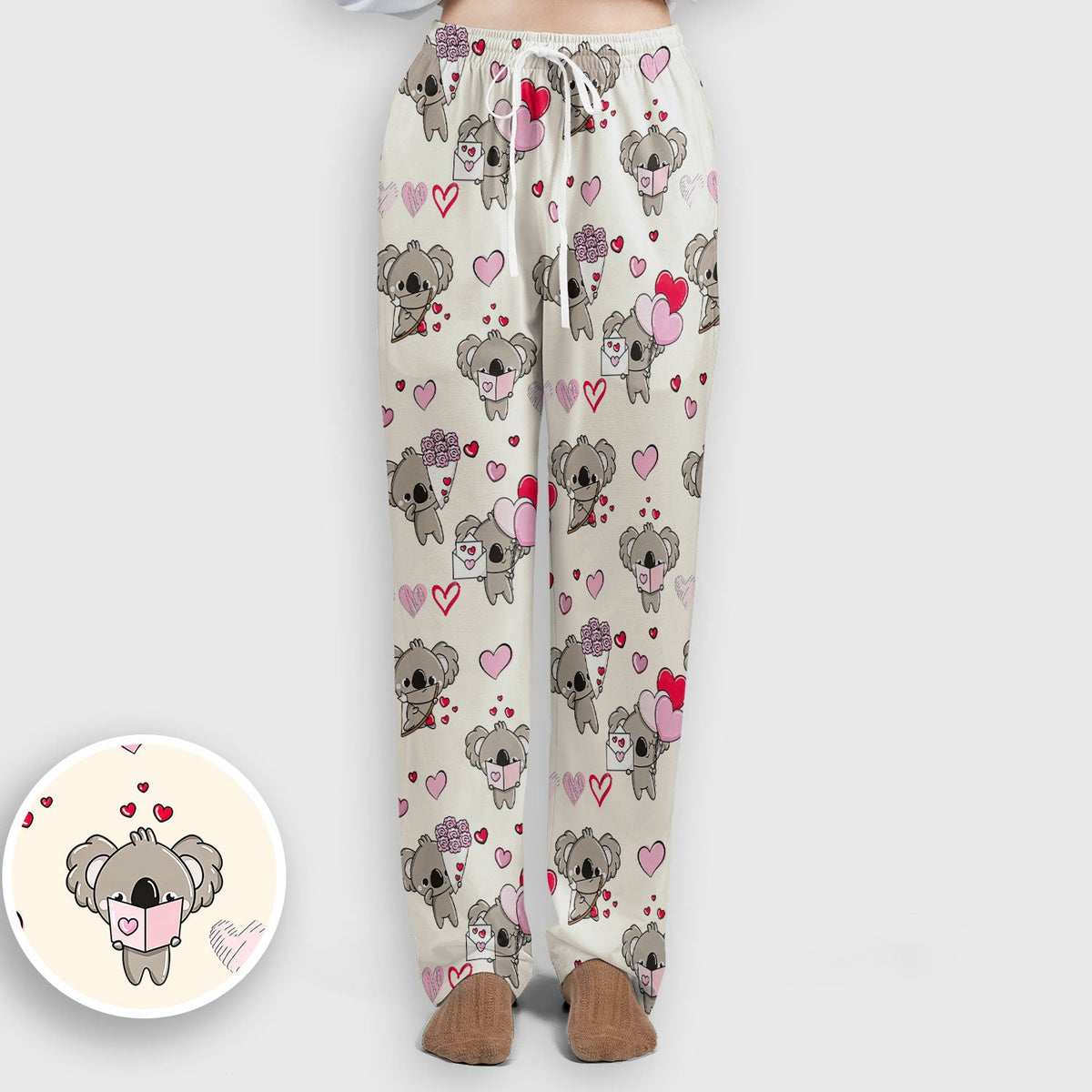 Valentine Koala Holding Flowers Nurse Scrub Set