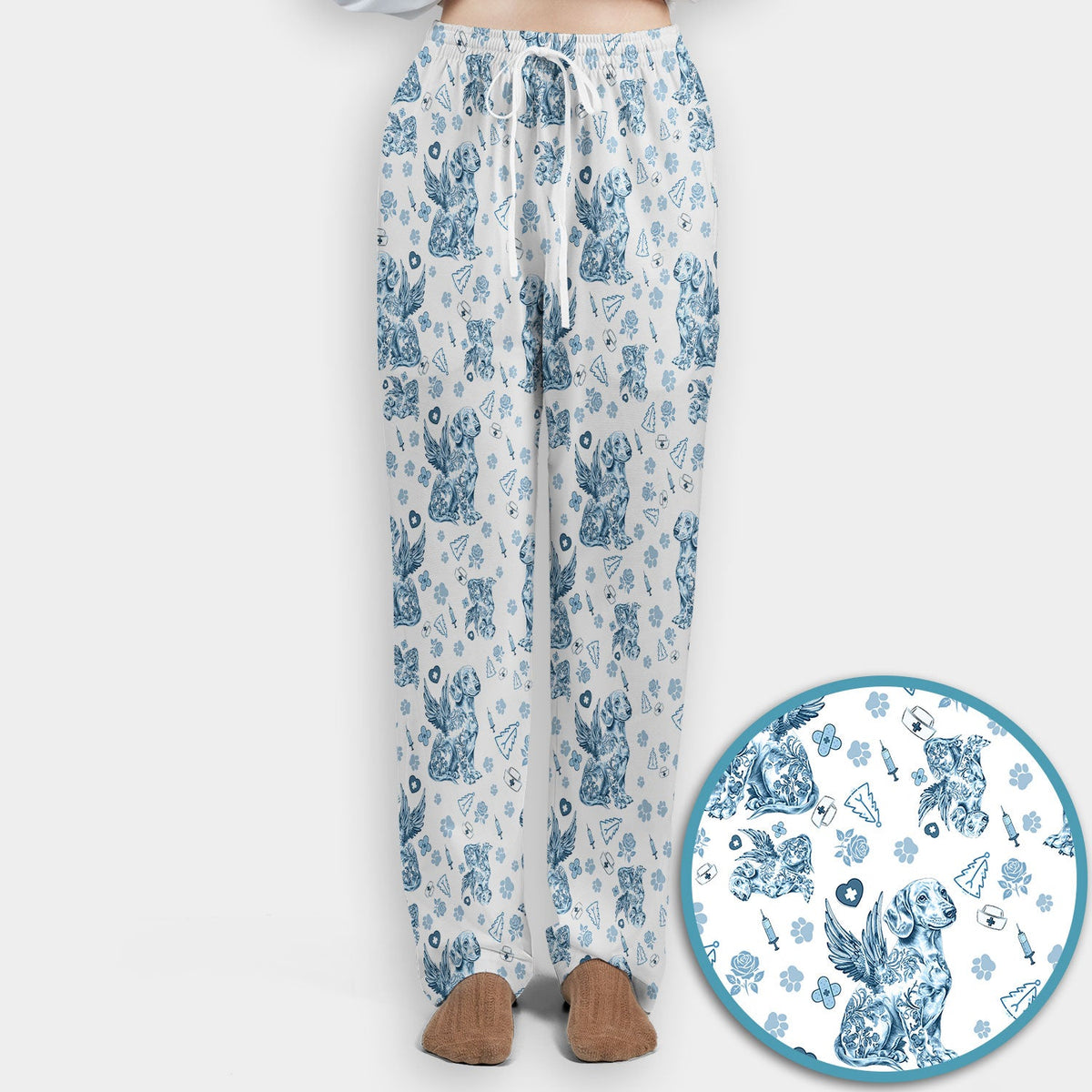 Toile De Jouy Dachshund Angel Nurse Scrub Set