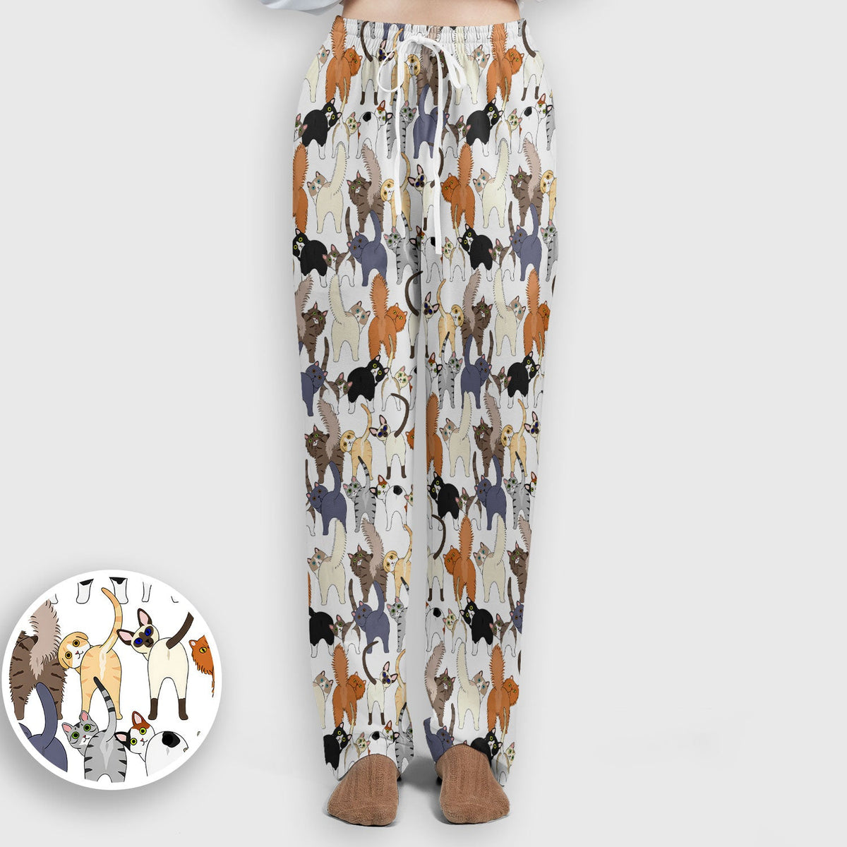 Whimsical Multicolor Cat Cartoon Nurse Scrub Set