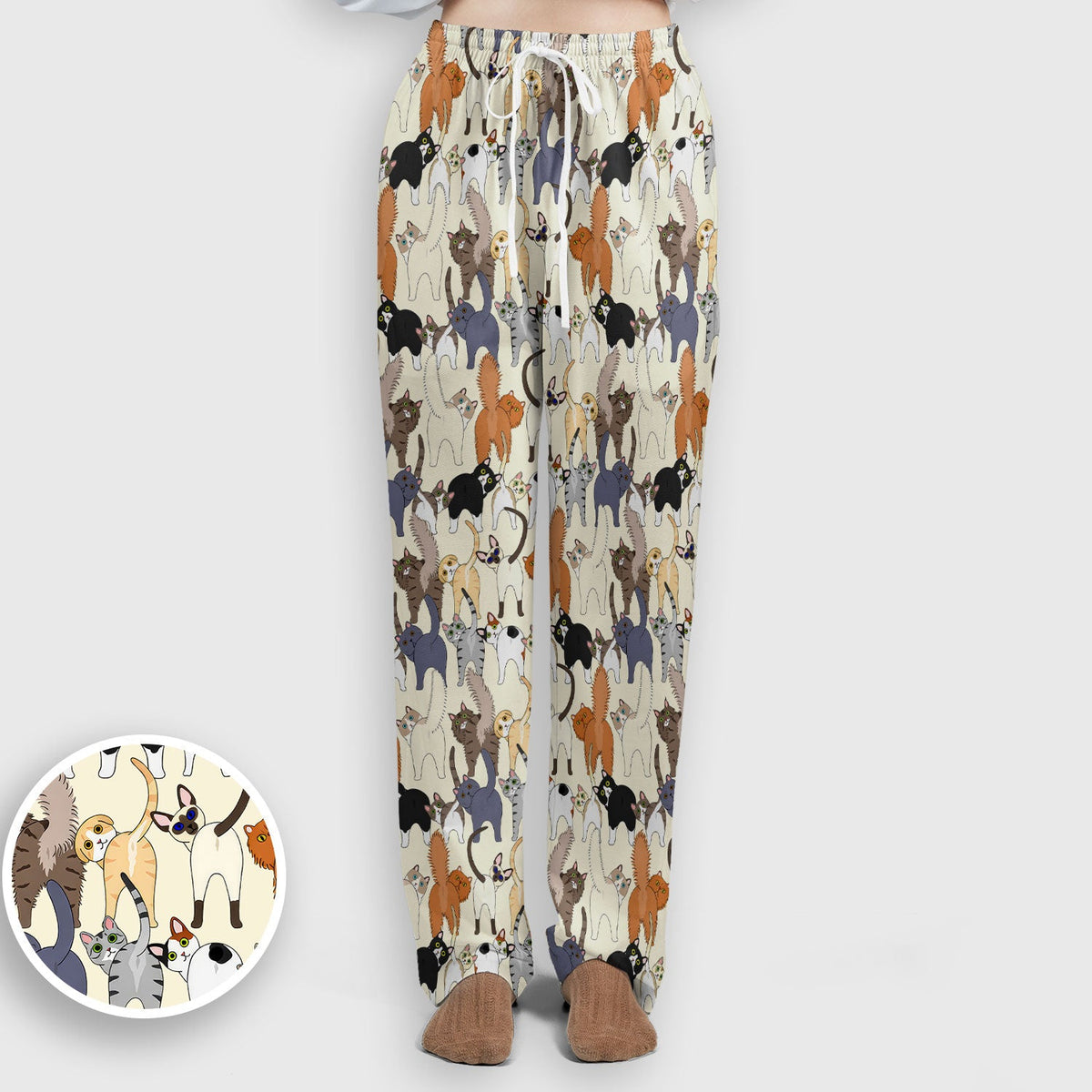 Whimsical Multicolor Cat Cartoon Nurse Scrub Set