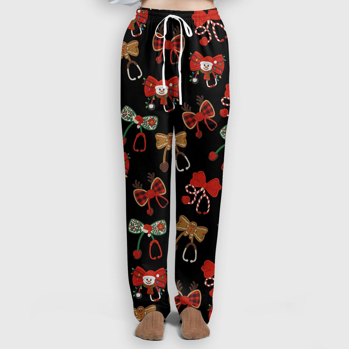 Christmas Stethoscope Bow Nurse Scrub Set