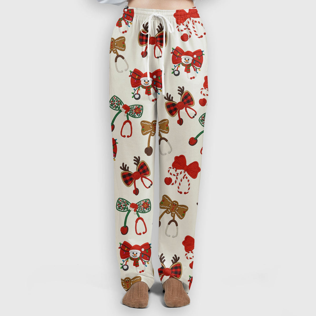 Christmas Stethoscope Bow Nurse Scrub Set