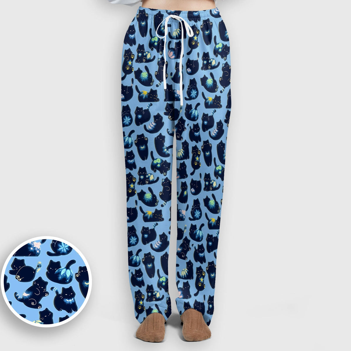 Midnight Black Cat Nurse Scrub Set