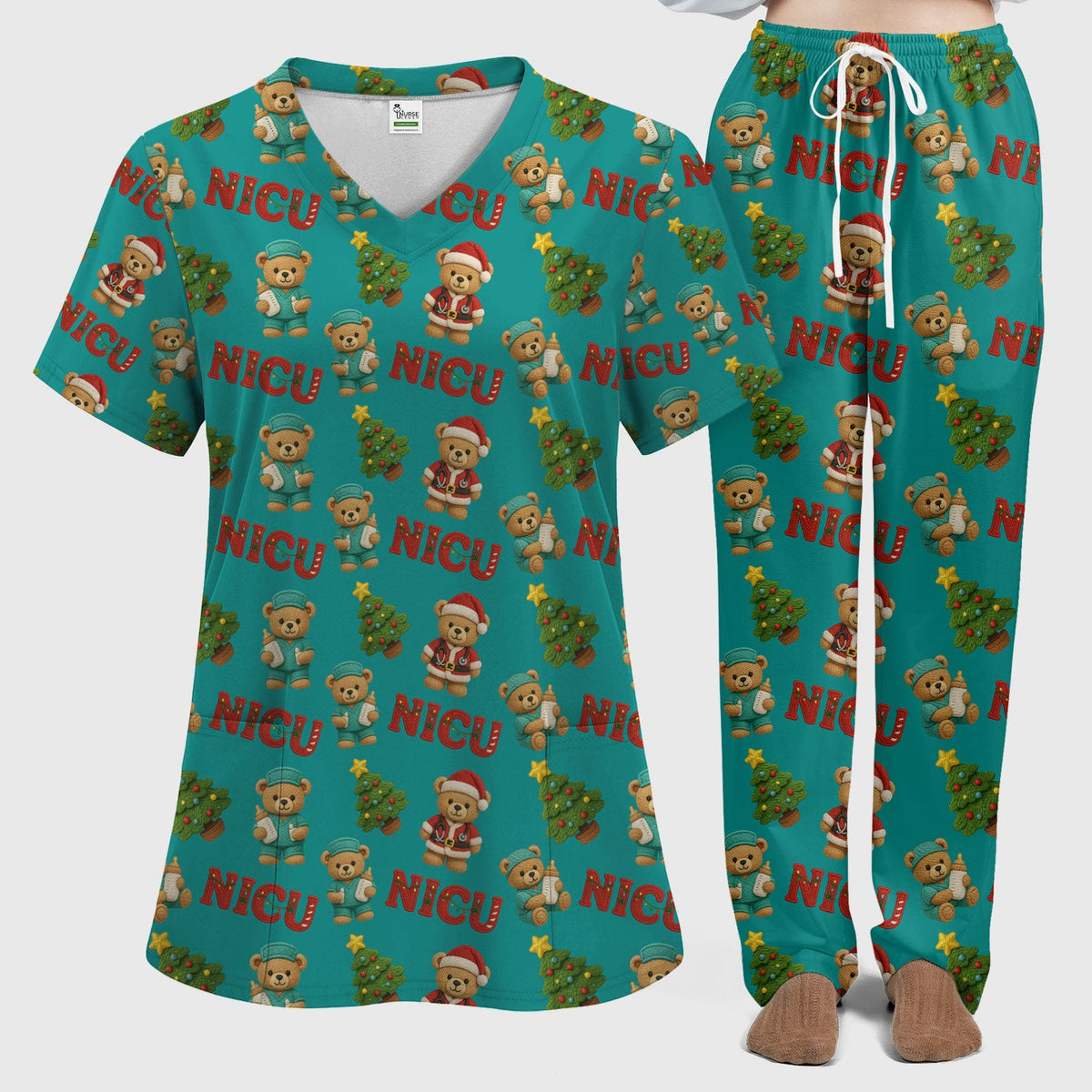 NICU Nurse Teddy Bear Scrub Set - Christmas Gift
