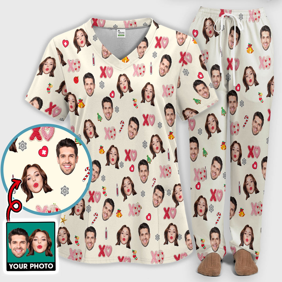 Personalized Photo Face Nurse Scrub Set