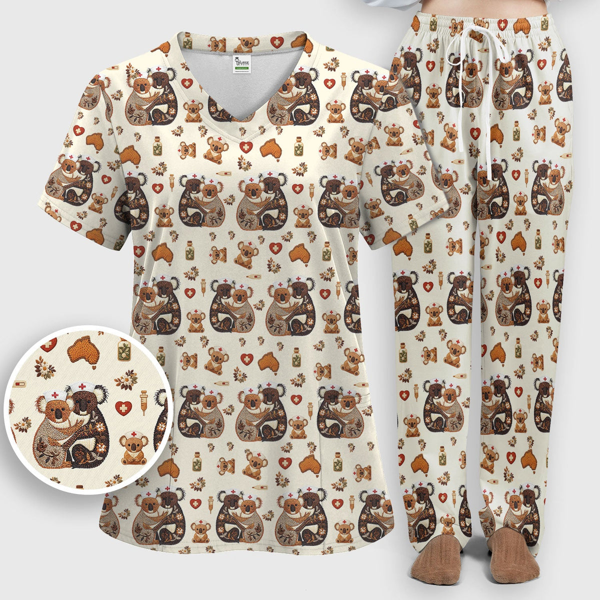 Koala Nurse Scrub Set - Valentines Day Gift