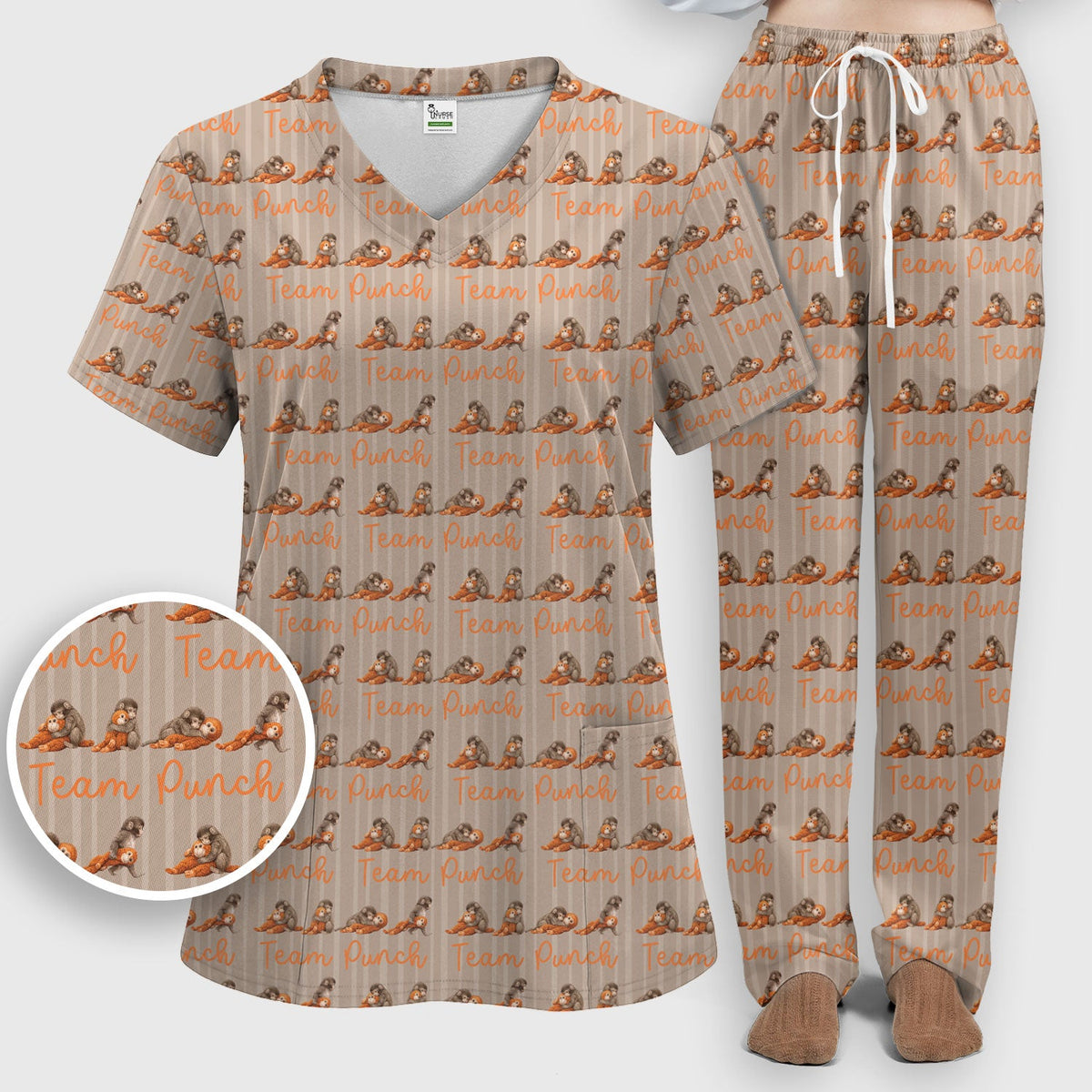 Monkey Team Punch Nurse Scrub Set