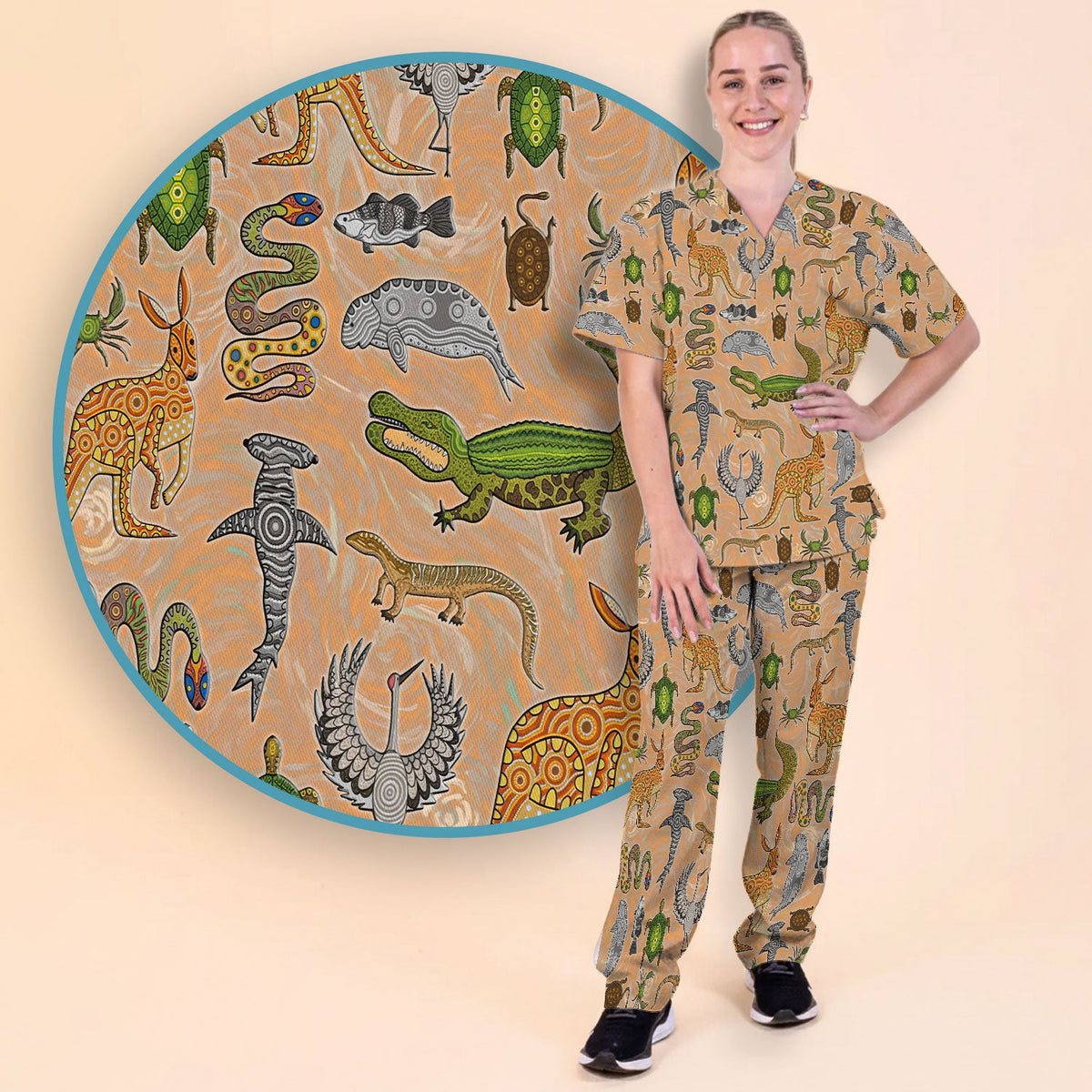 Crocodile Turtle Snake Nurse Scrub Set