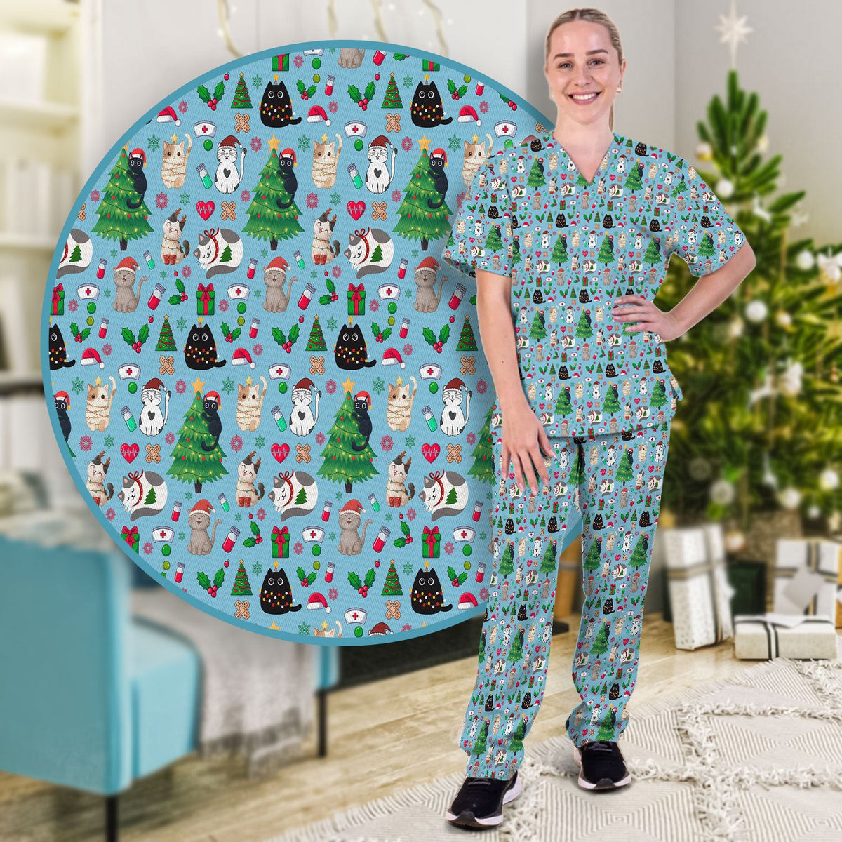 Christmas Pet Nurse Scrub Set