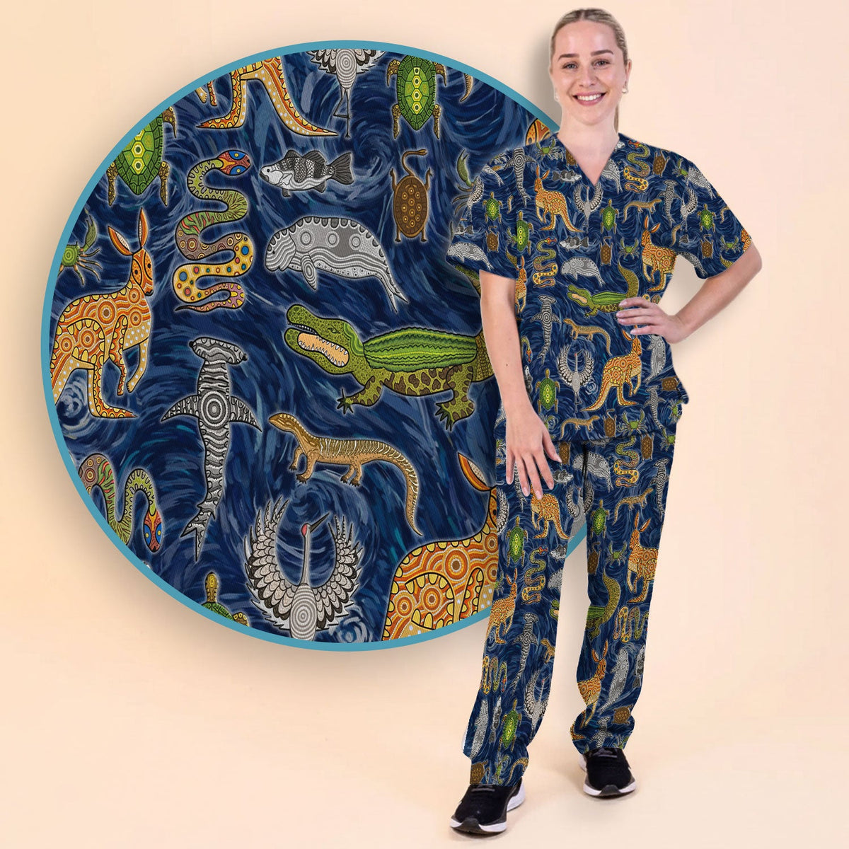 Crocodile Turtle Snake Nurse Scrub Set