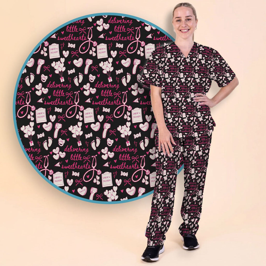 Valentine Labor Delivery XOXO Nurse Scrub Set