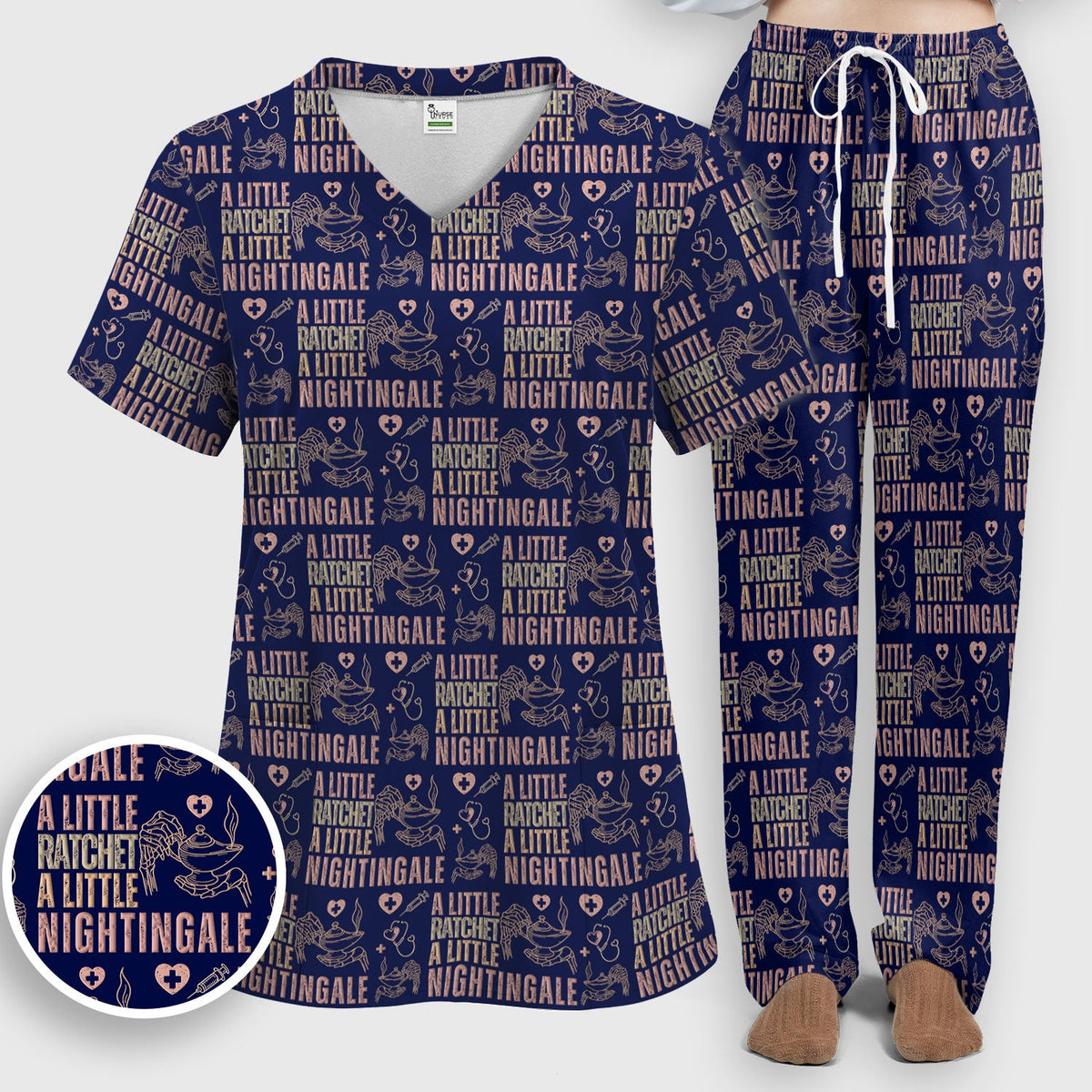 A Little Ratchet A Little Nightingale Women's Scrub Set, Breathable Med Uniform