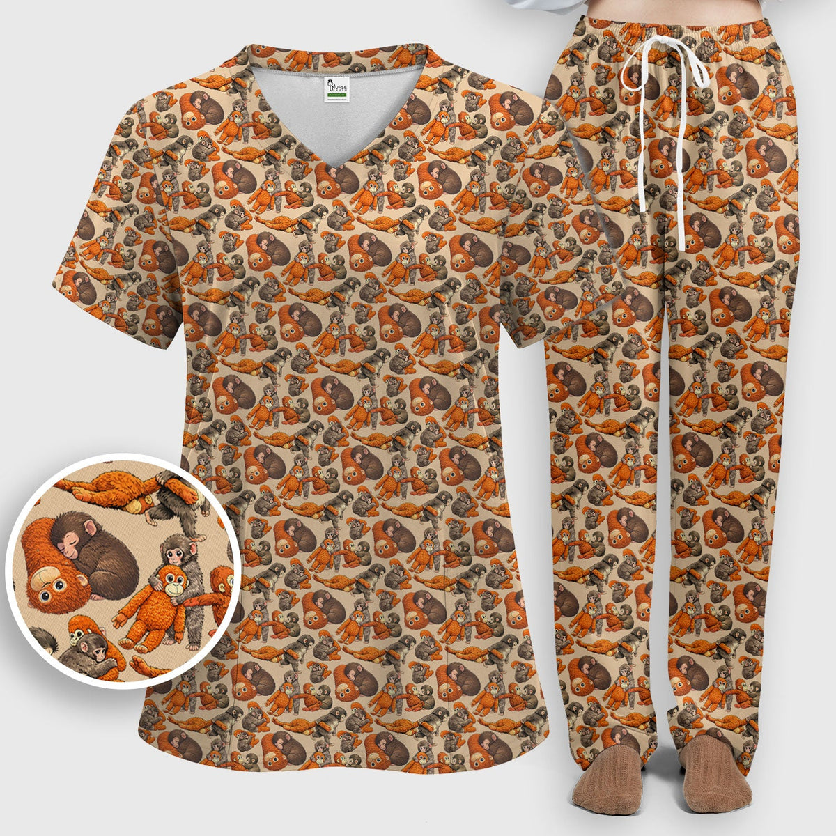 Funny Baby Monkeys Nurse Scrub Set