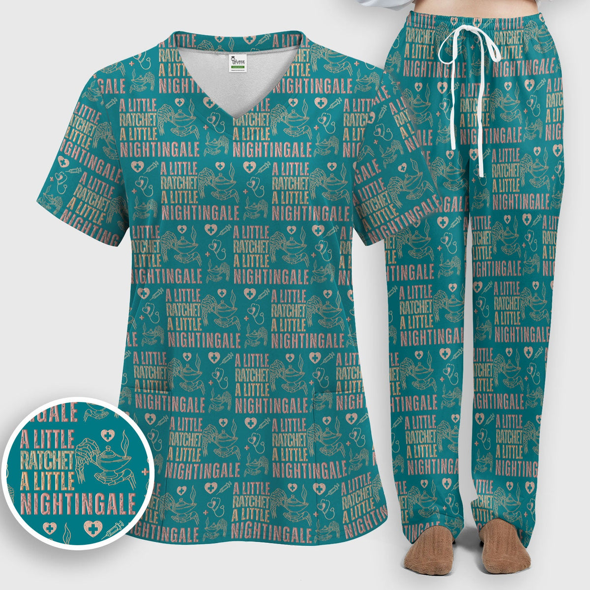 A Little Ratchet A Little Nightingale Women's Scrub Set, Breathable Med Uniform