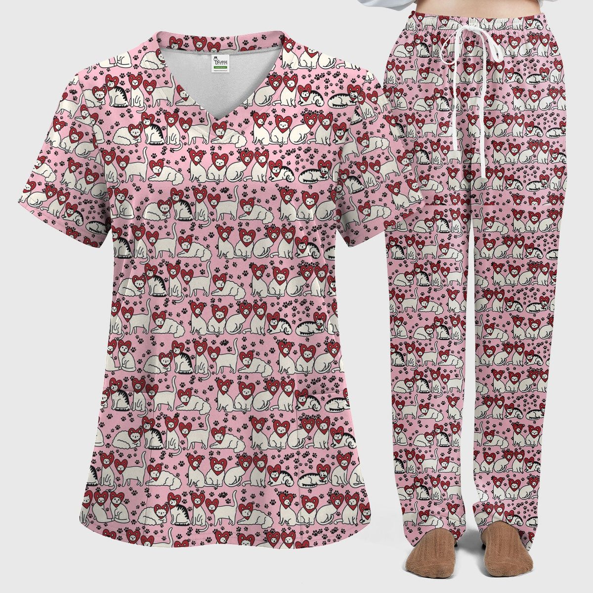 Cat Heart Nurse Scrub Set
