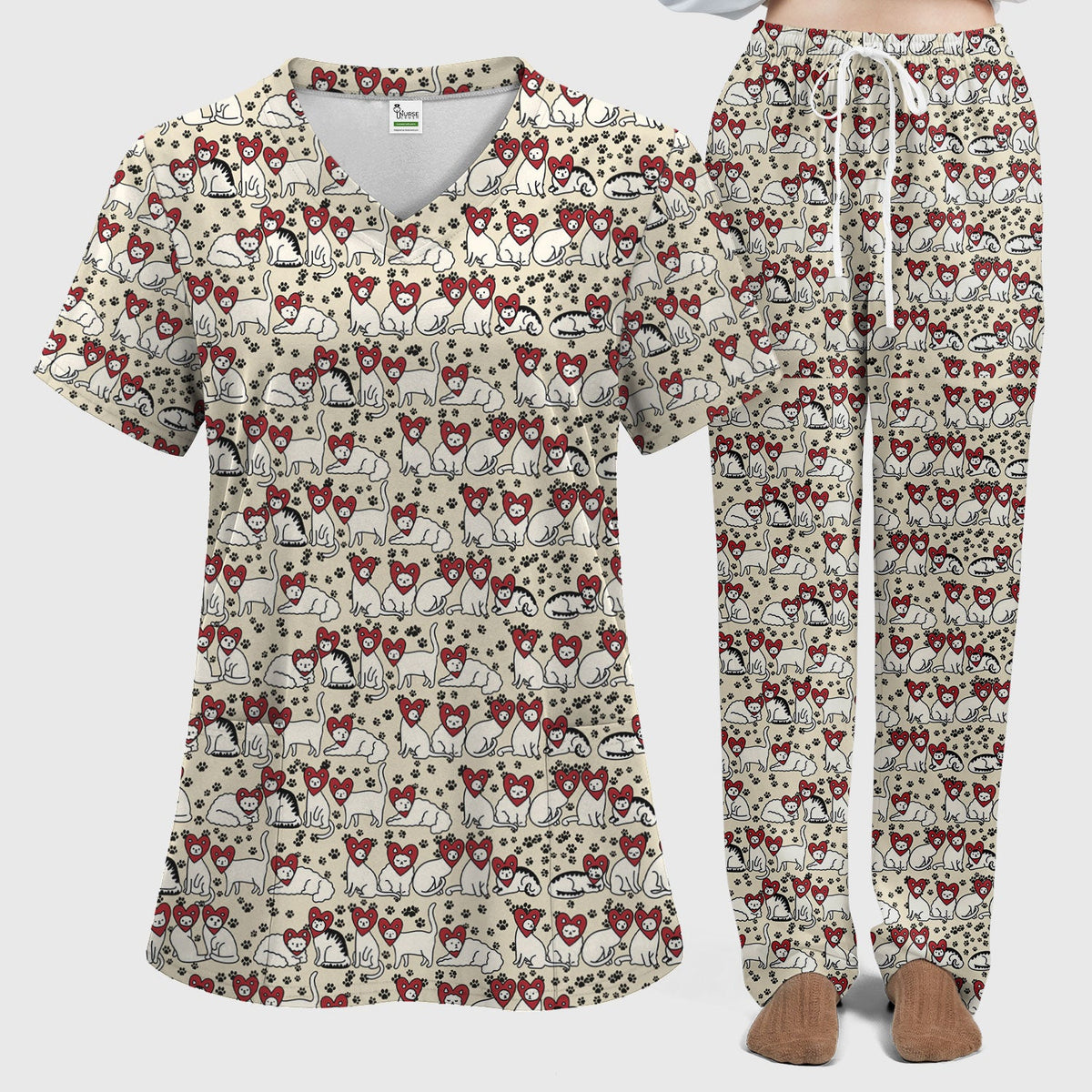 Cat Heart Nurse Scrub Set