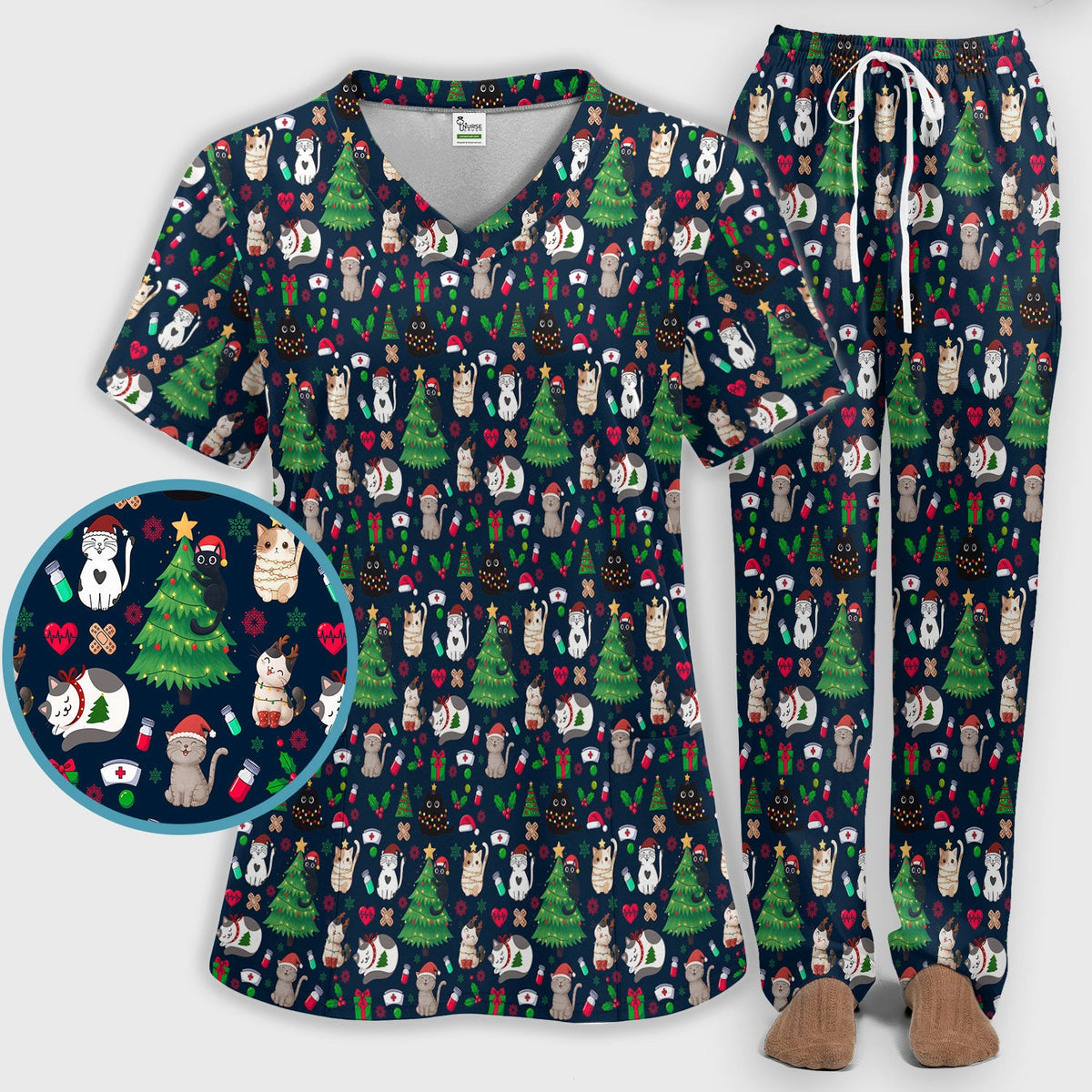 Christmas Pet Nurse Scrub Set