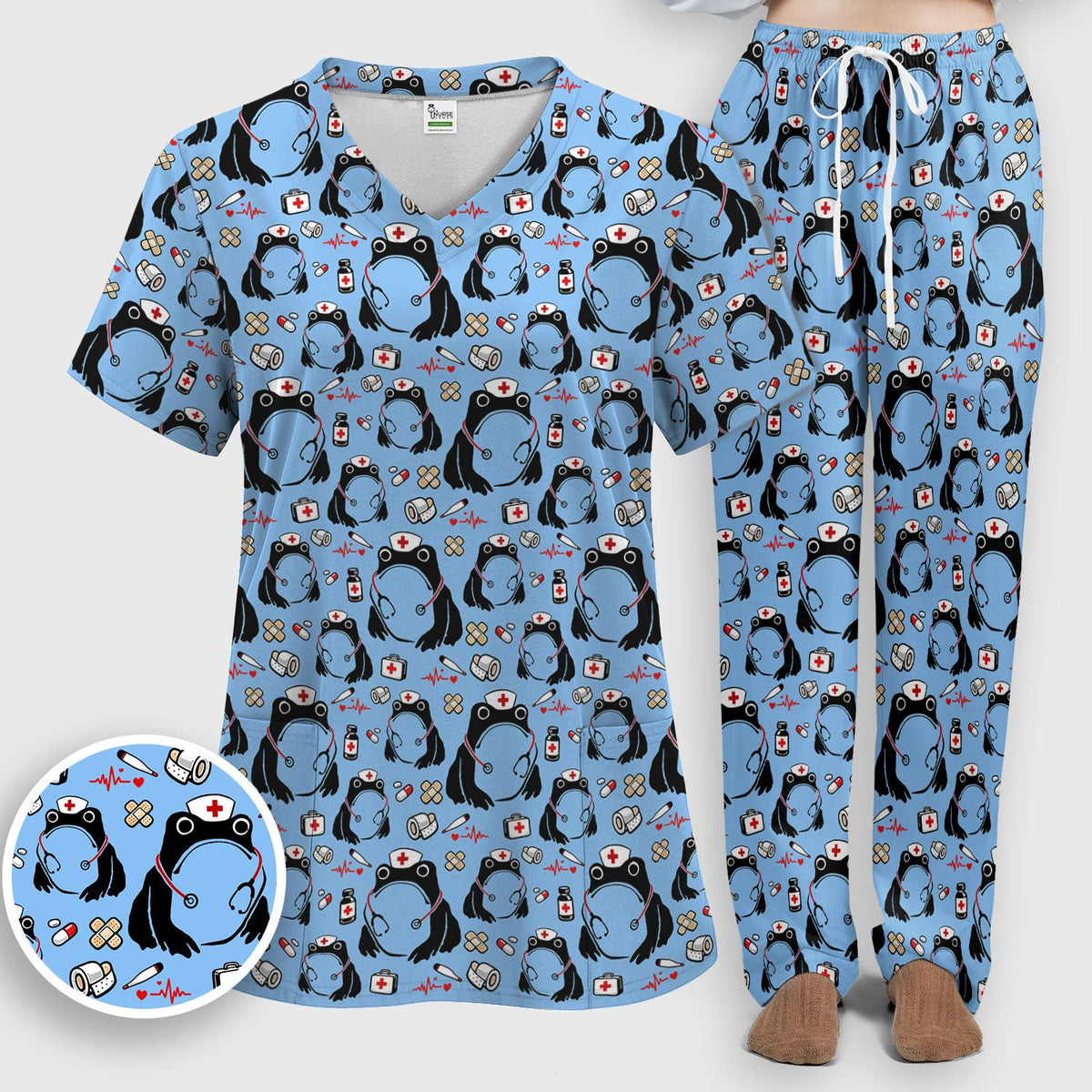 Frog Medical Nurse Scrub Set