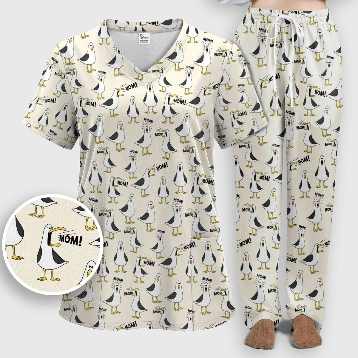 Seagull Mom Nurse Scrub Set