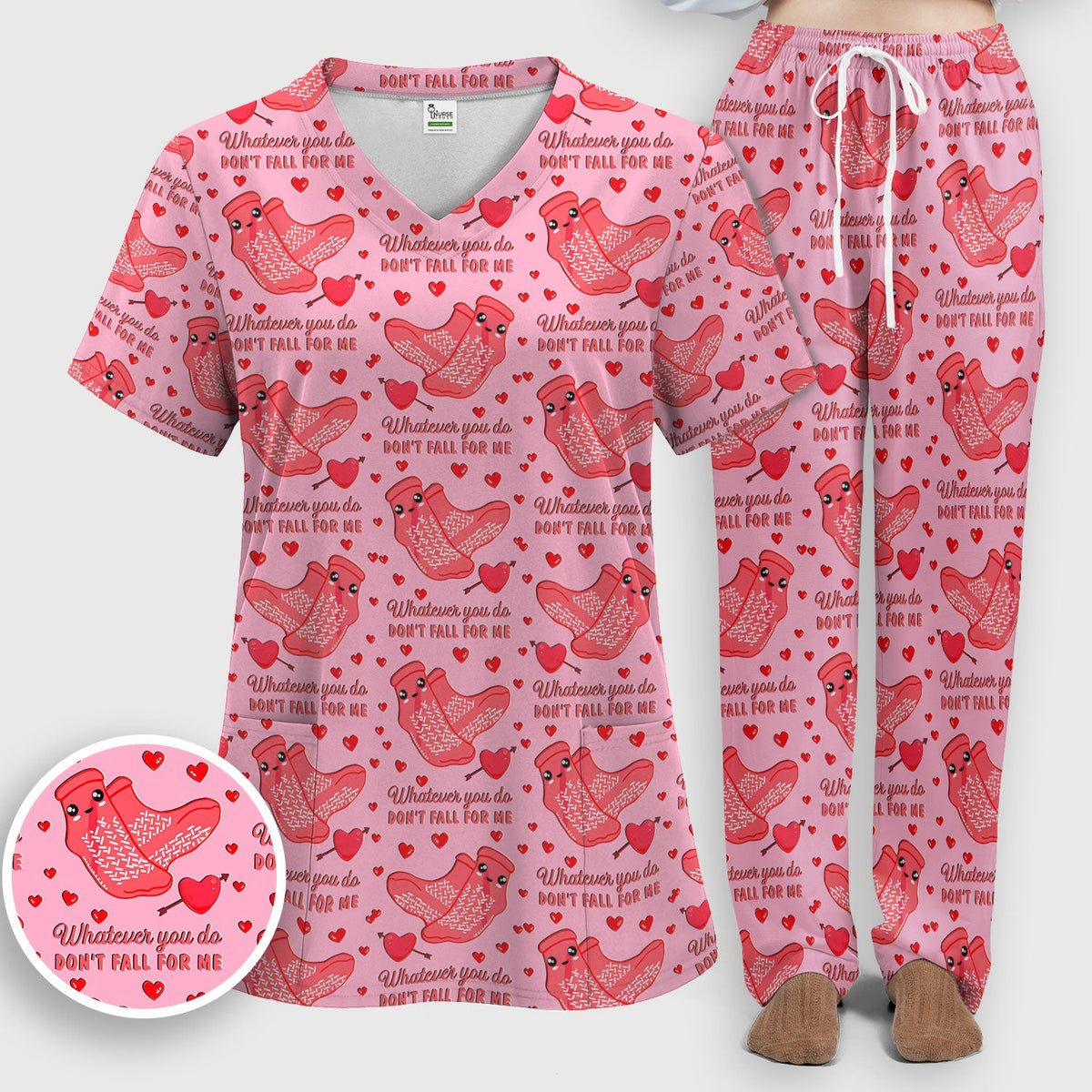 Valentine Funny Love Quote Nurse Scrub Set