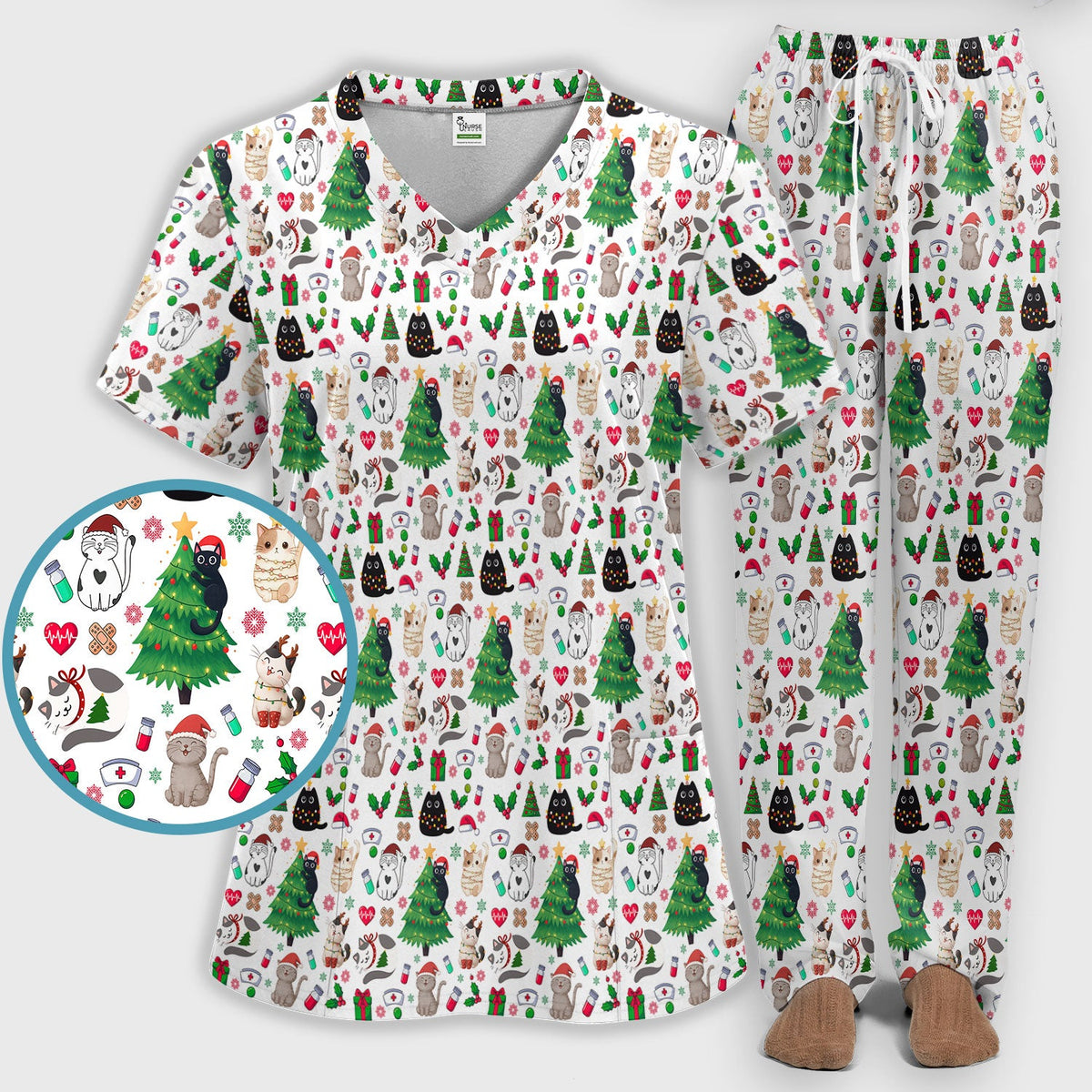 Christmas Pet Nurse Scrub Set