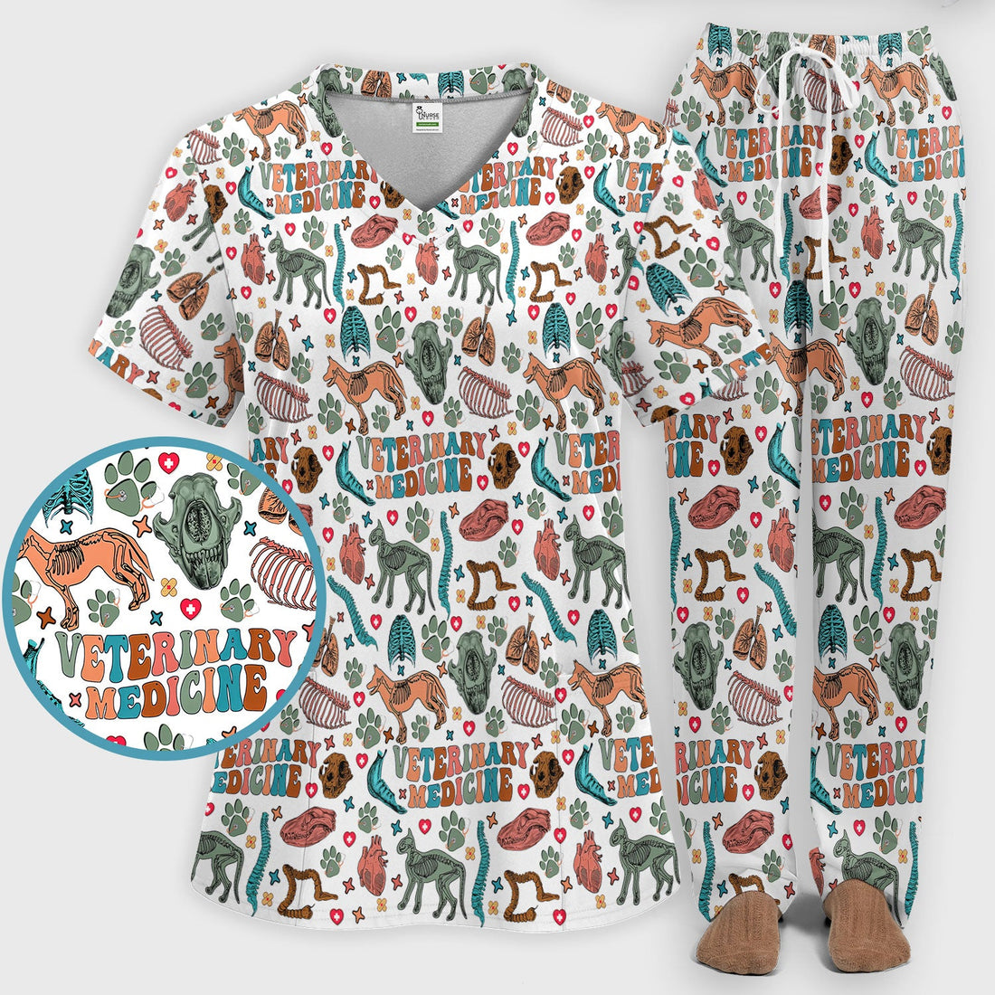 Veterinary Medicine Animal Anatomy Nurse Scrub Set