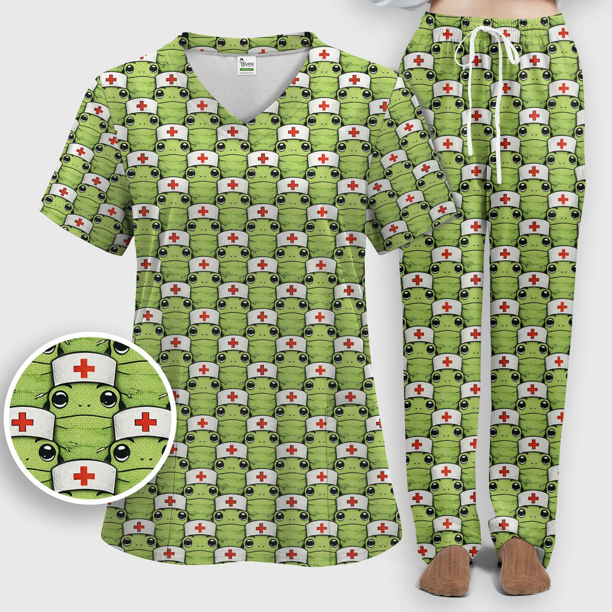 Green Frog Nurse Scrub Set