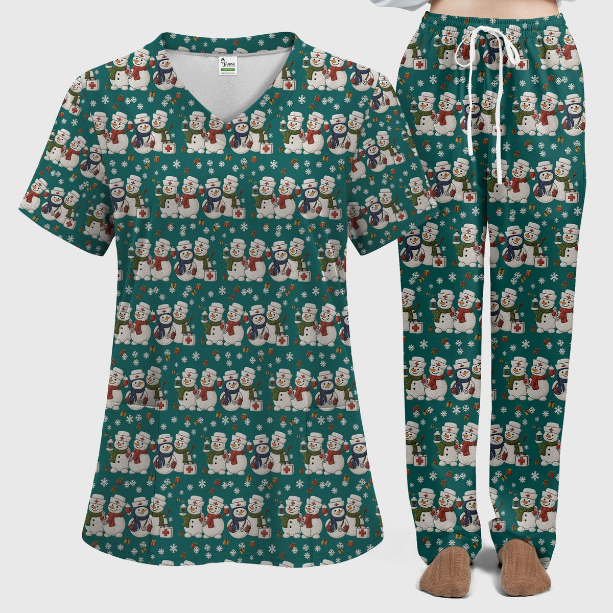 Snowman Nurse Scrub Set - Christmas Gift