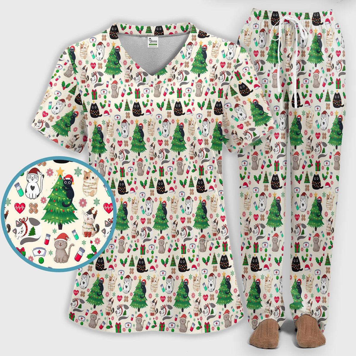 Christmas Pet Nurse Scrub Set