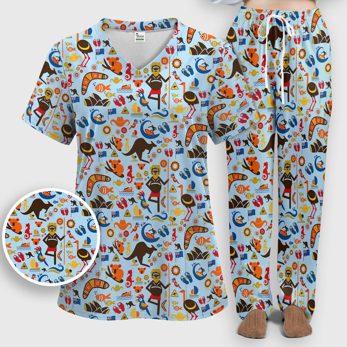 Indigenous Inspired Icon Nurse Scrub Set