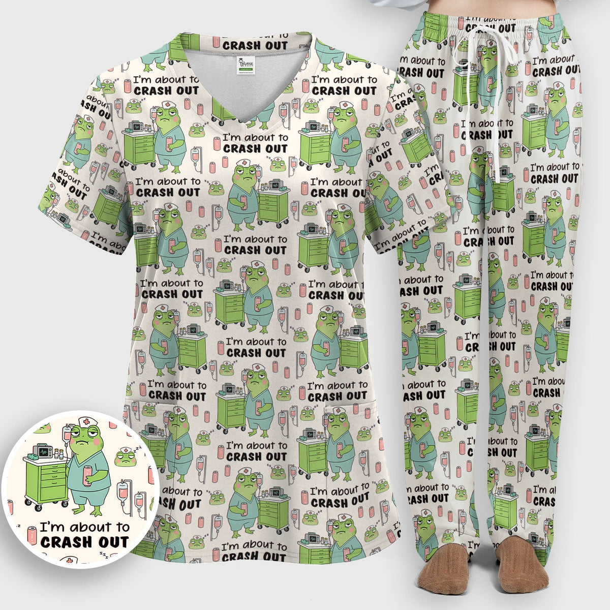 Crash Out Frog Nurse Scrub Set