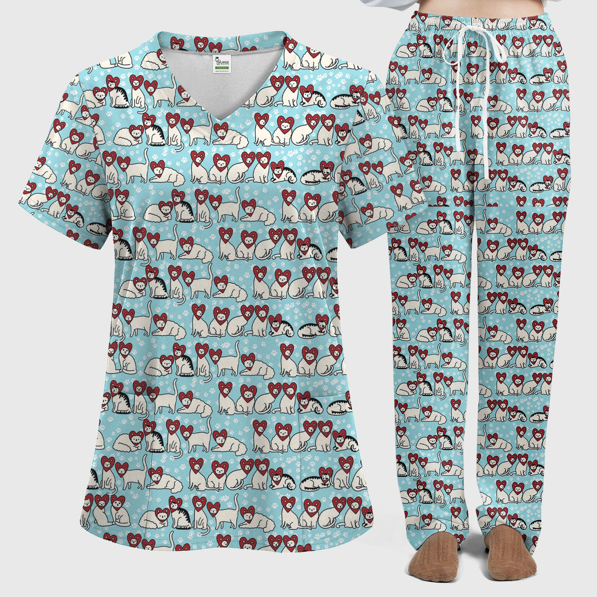 Cat Heart Nurse Scrub Set