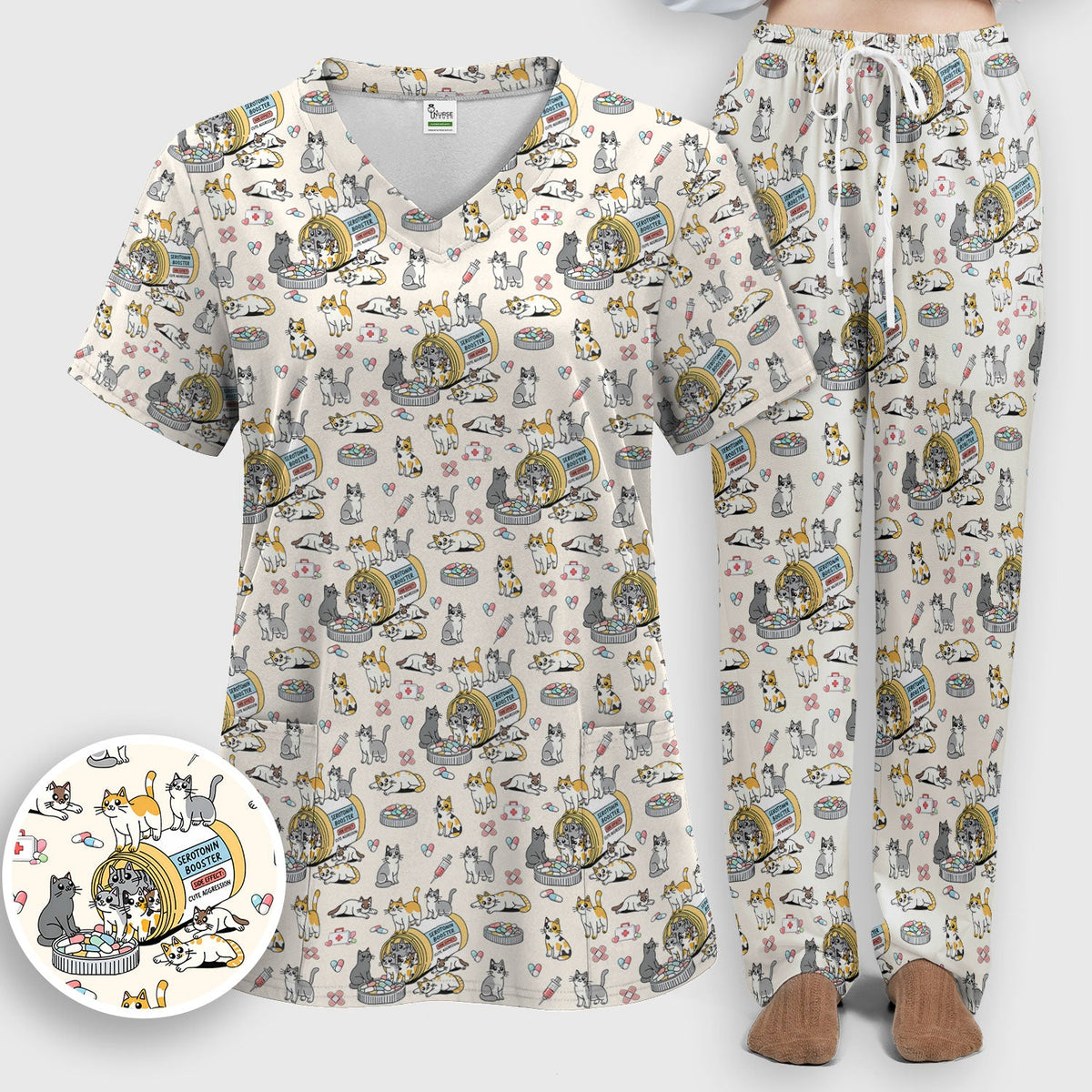 Cat Serotonin Booster Nurse Scrub Set