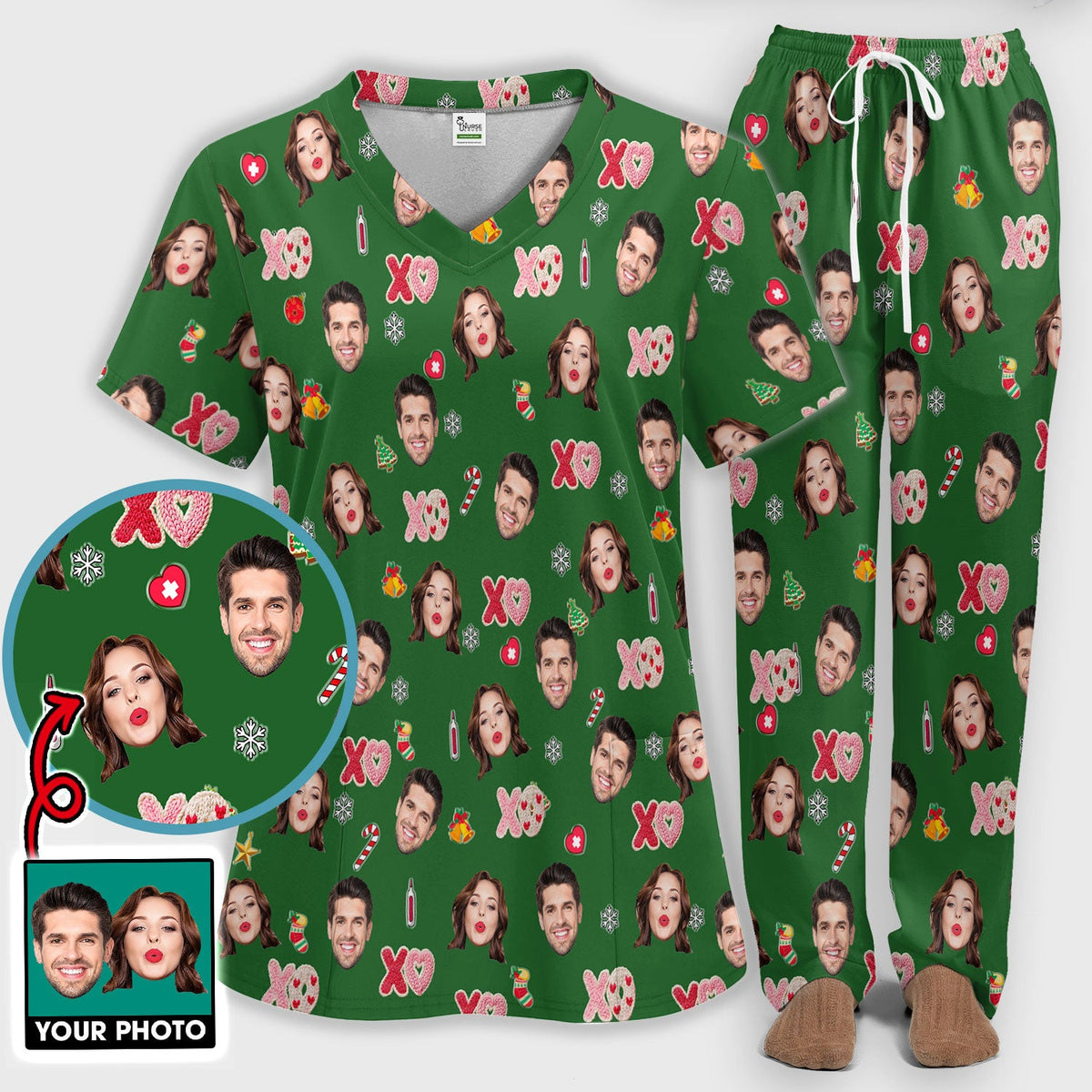 Personalized Photo Face Nurse Scrub Set