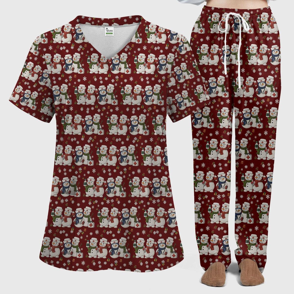 Snowman Nurse Scrub Set - Christmas Gift