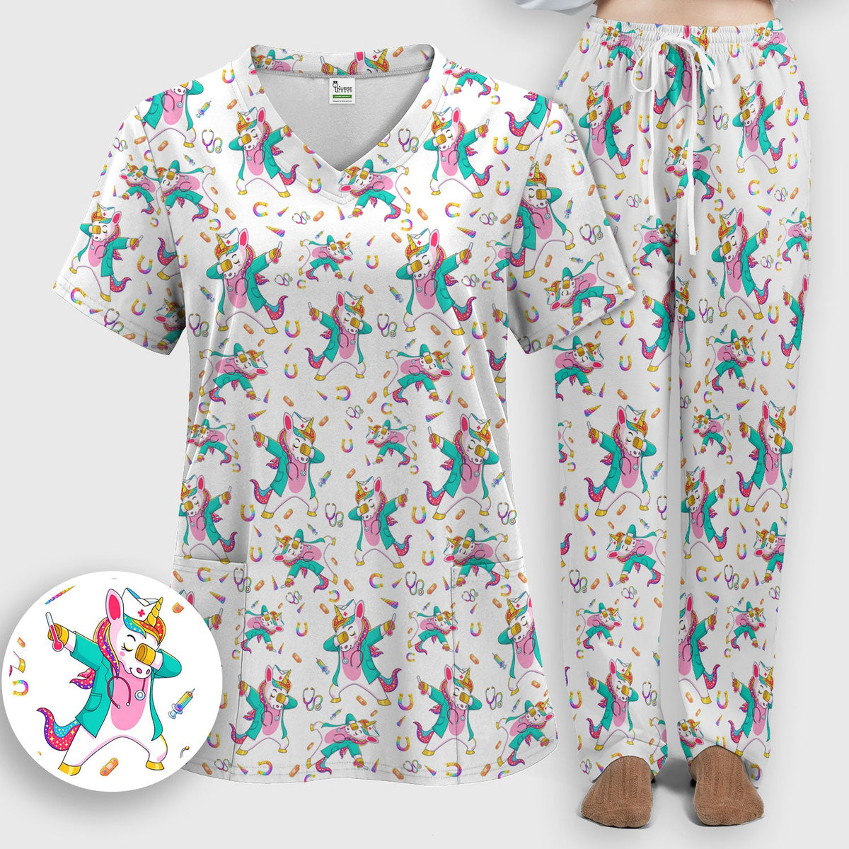 Unicorn Dance Nurse Scrub Set