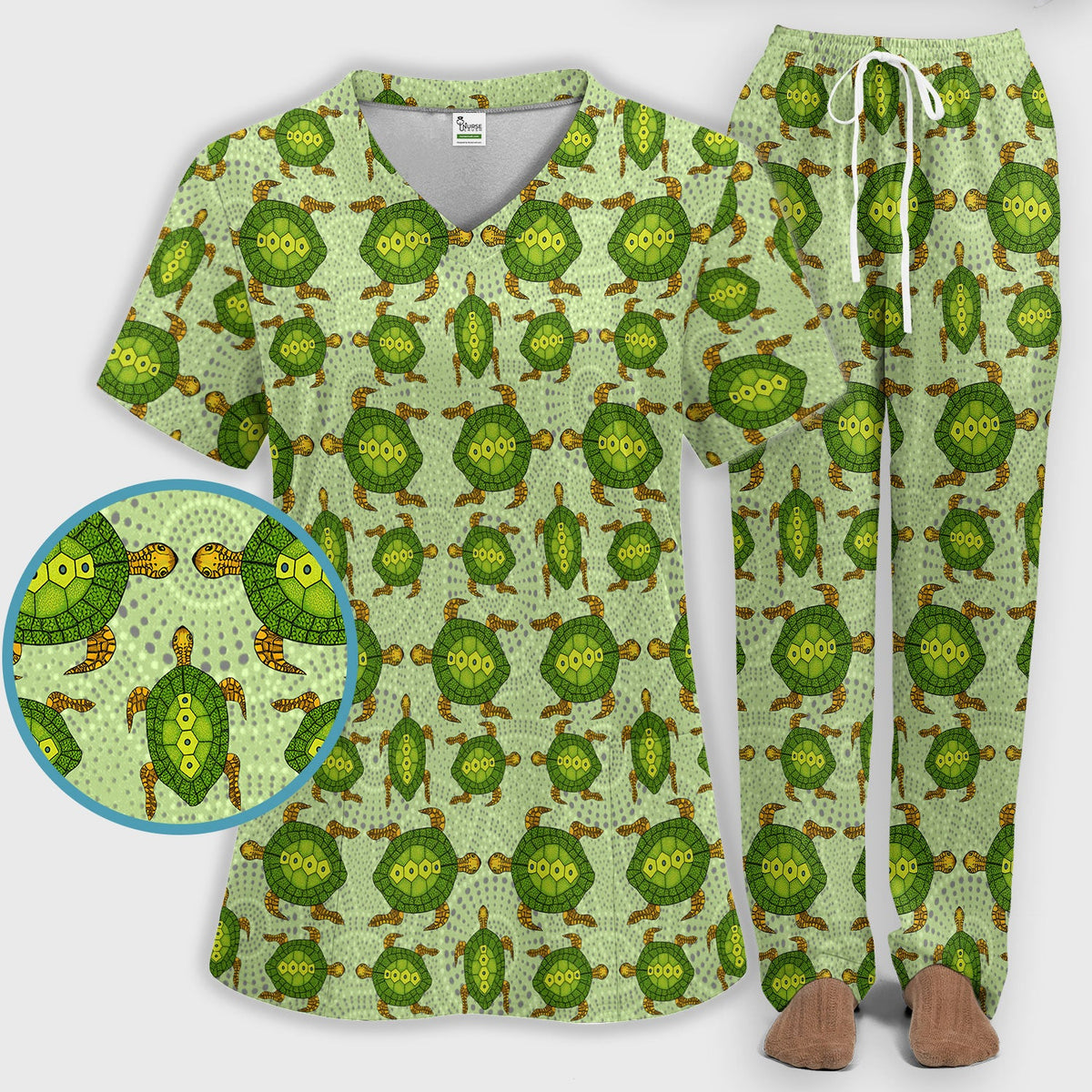 Australian Turtle Dot Art Nurse Scrub Set