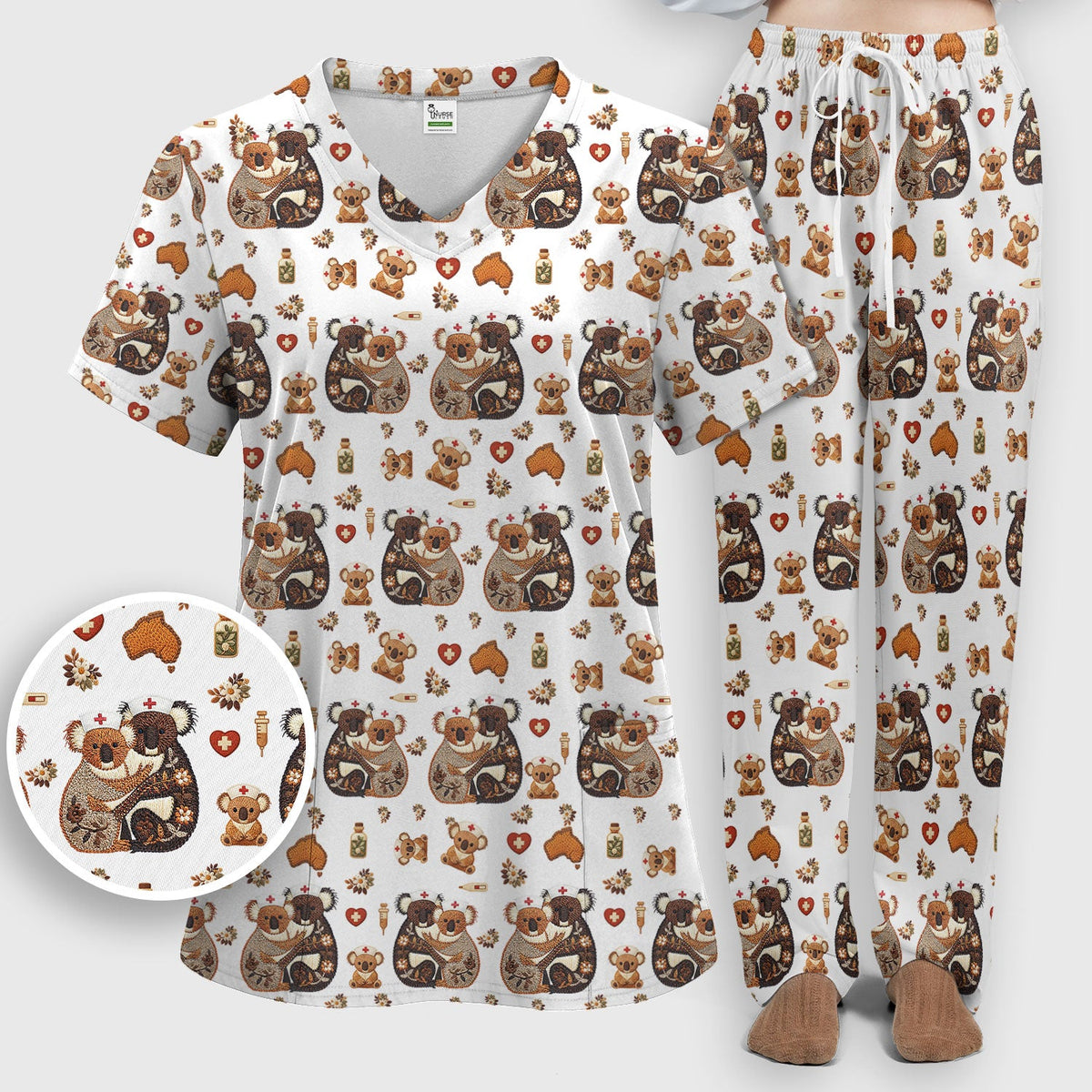 Koala Nurse Scrub Set - Valentines Day Gift
