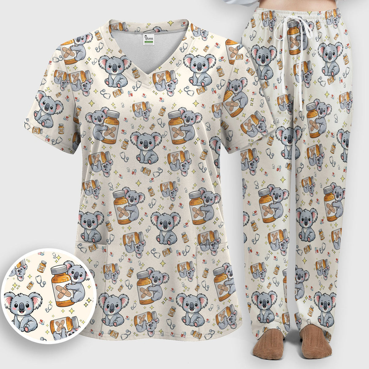 Koala Bandage Medicine Nurse Scrub Set
