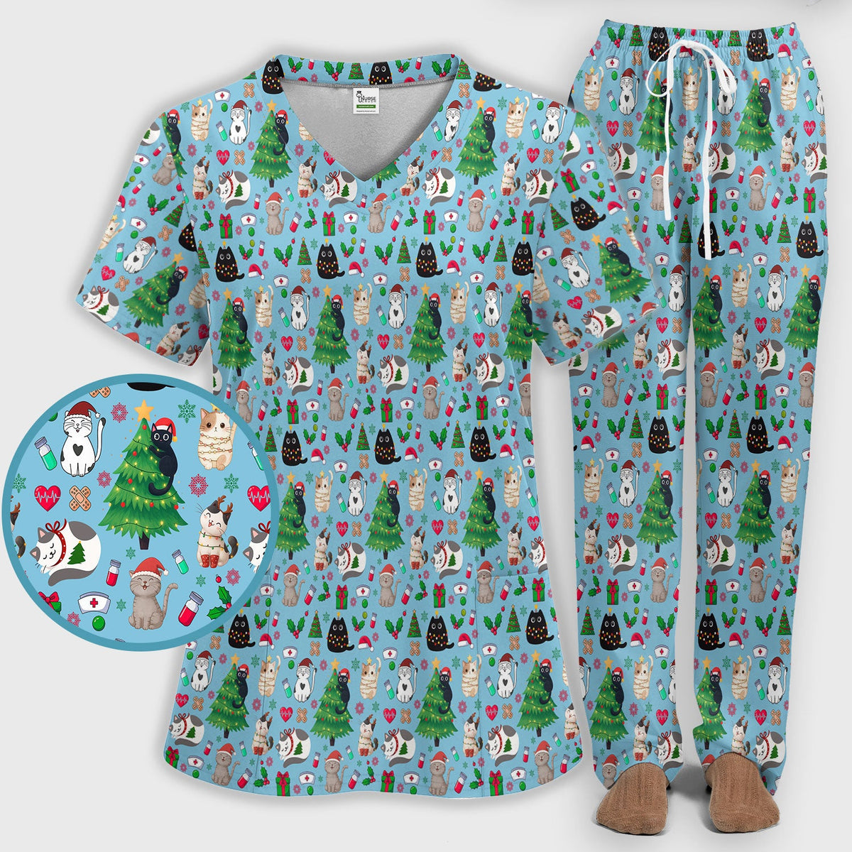 Christmas Pet Nurse Scrub Set