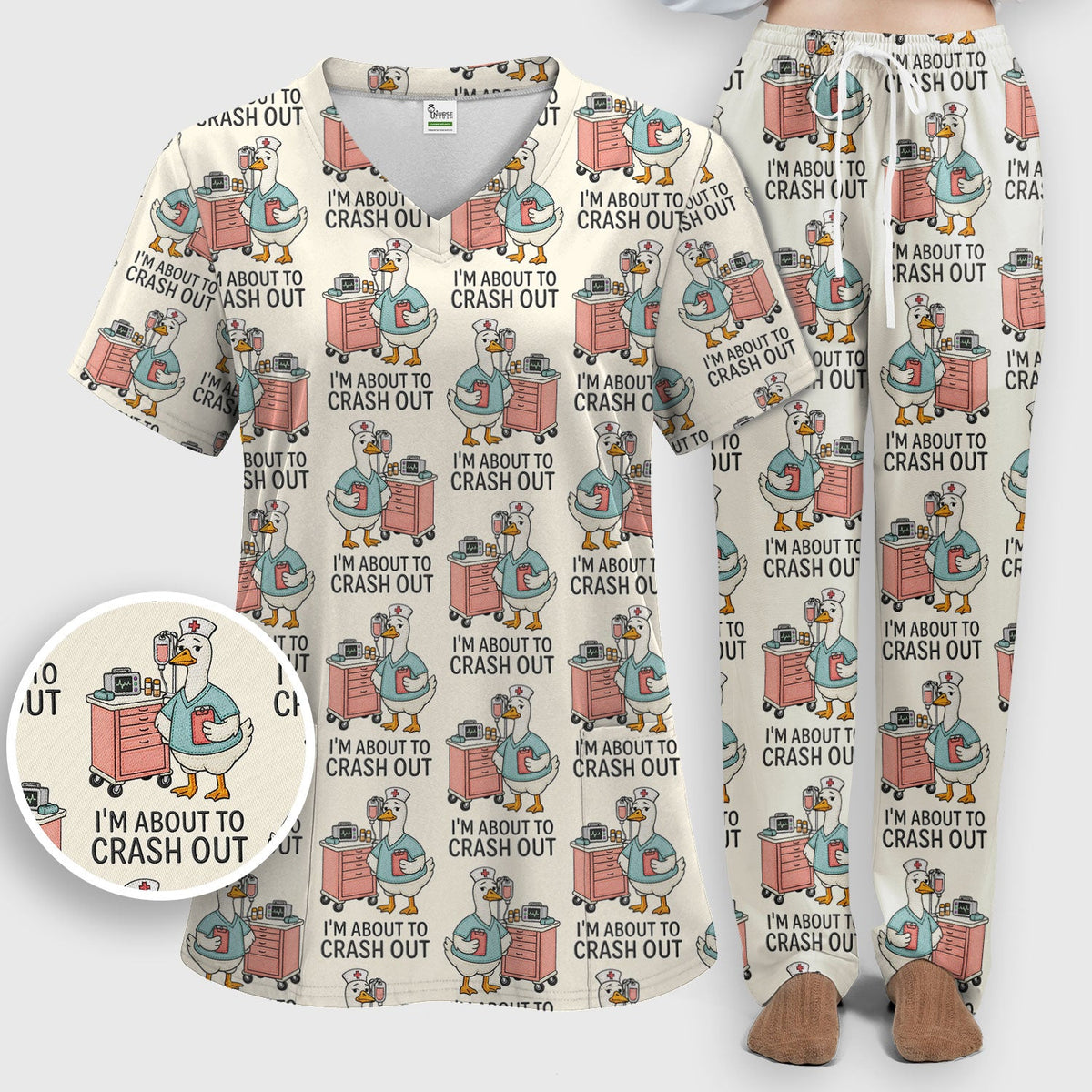 Goose Crash Out Nurse Scrub Set
